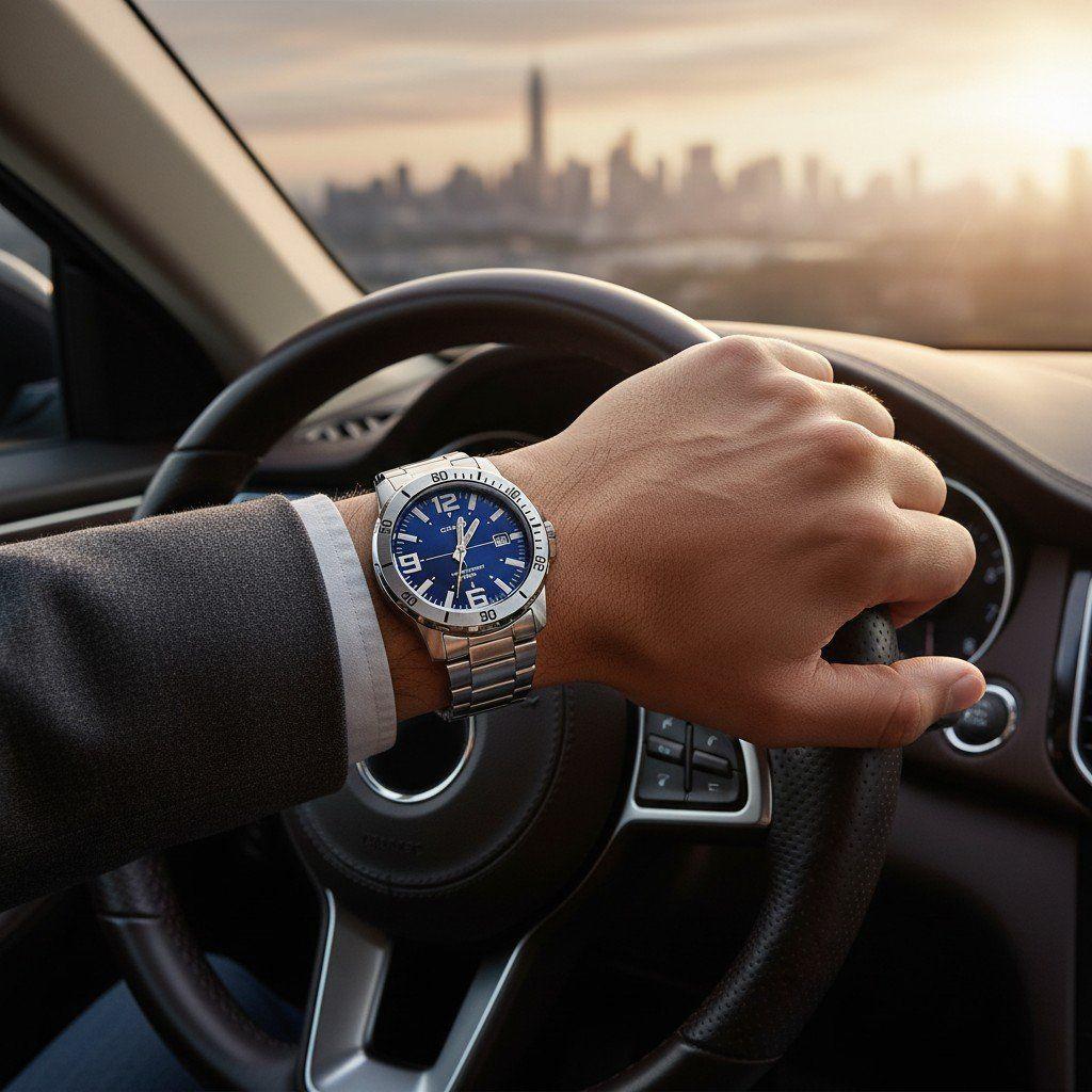 Reloj Casio caballero MTP-VD01D-2BV acero inoxidable fondo azul-3