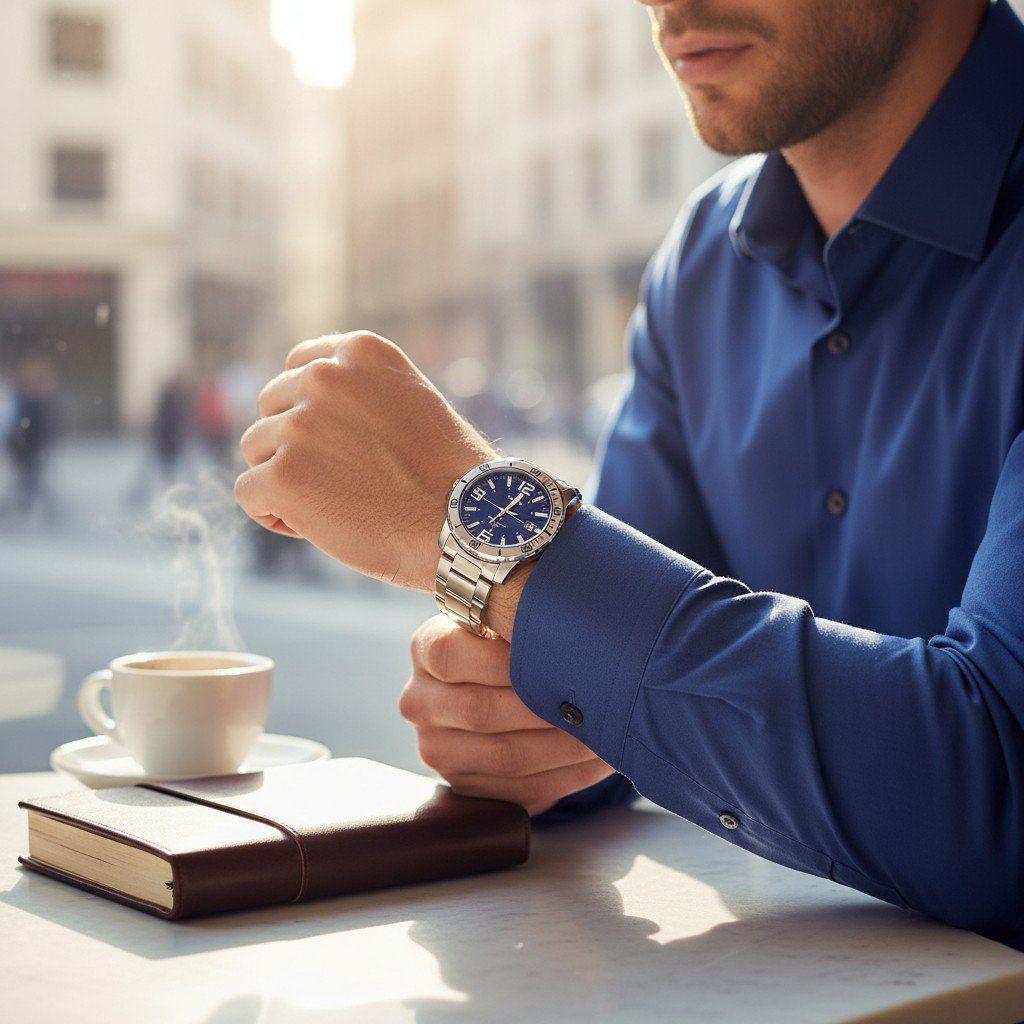 Reloj Casio caballero MTP-VD01D-2BV acero inoxidable fondo azul-5