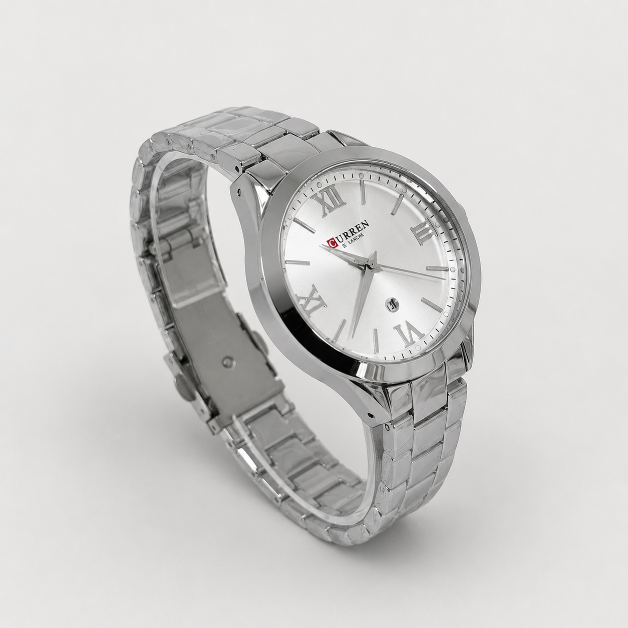 Reloj Curren para dama 9007-1 Metal plateado con esfera blanca-2