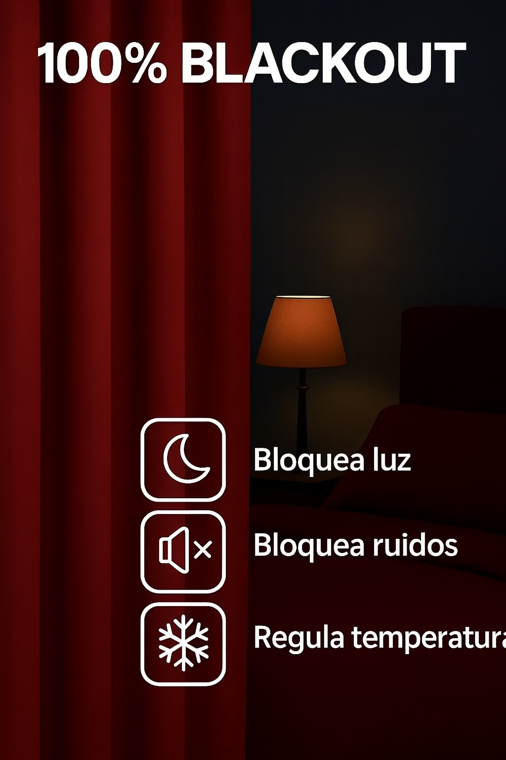 Cortina Blackout Engomada de Lino 100 140x220 cm Color Rojo-5