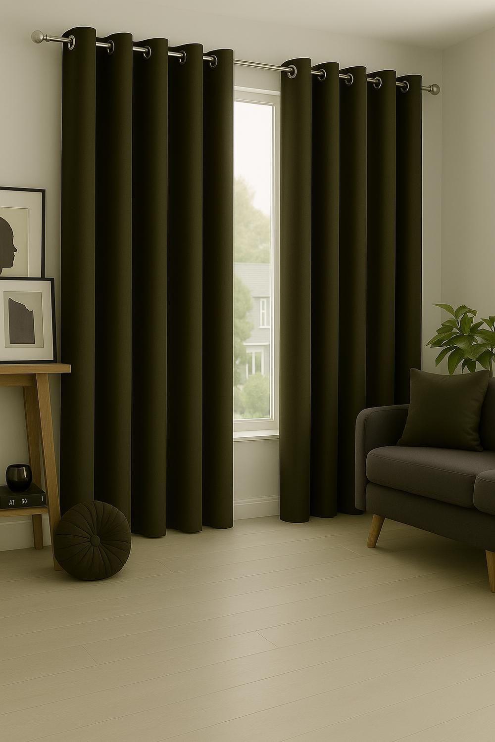 2 Cortinas Blackout Engomadas de Lino 140x220 cm Color Café-4