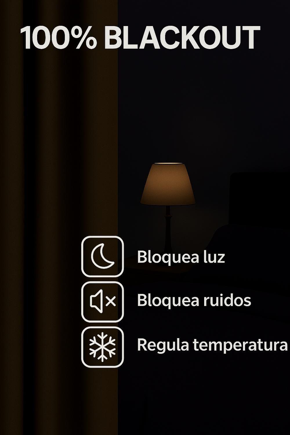 2 Cortinas Blackout Engomadas de Lino 140x220 cm Color Café-6