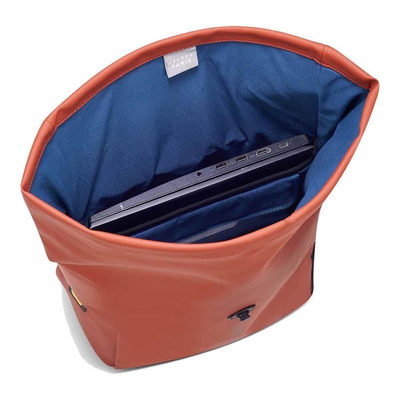 MOCHILA PORTAPC ROLLTOP IMPERMEABLE 14" DELSEY TURENNE SOFT NARANJA-8