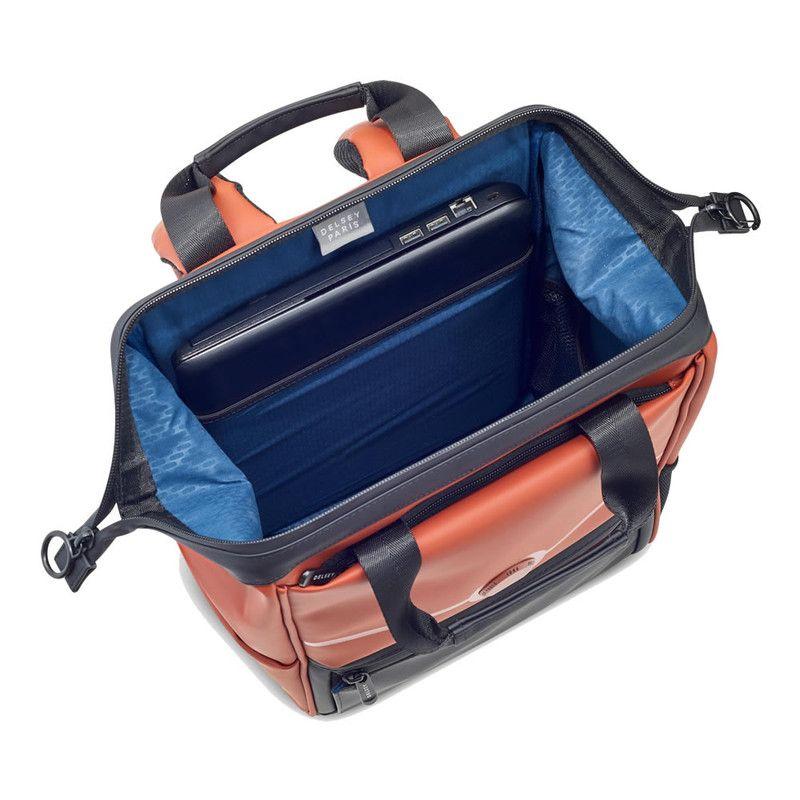 MOCHILA PORTANOTEBOOK IMPERMEABLE 14" DELSEY TURENNE SOFT NARANJA-2