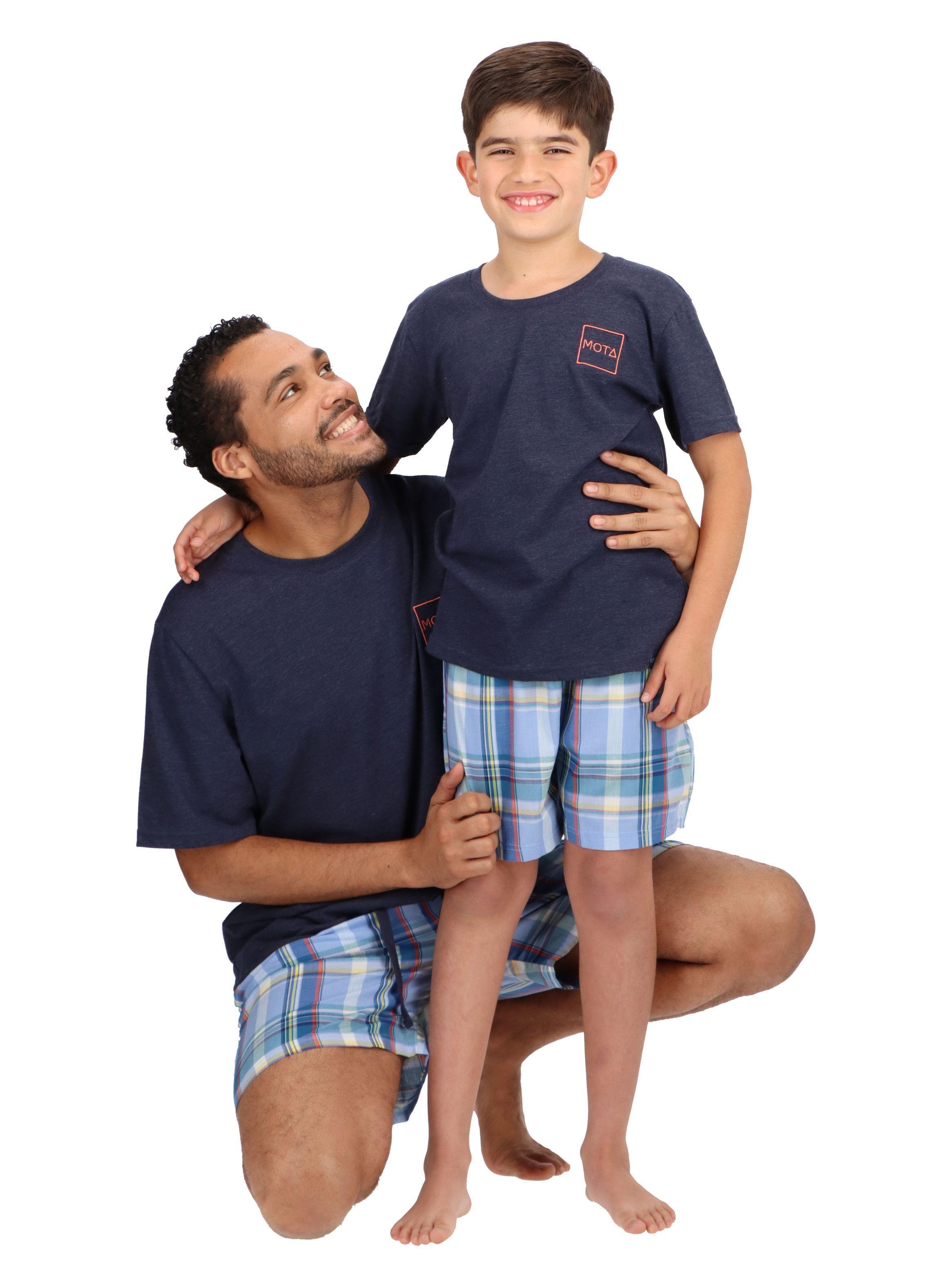 Pijama Corto Infantil Algodón Azul Mota-3