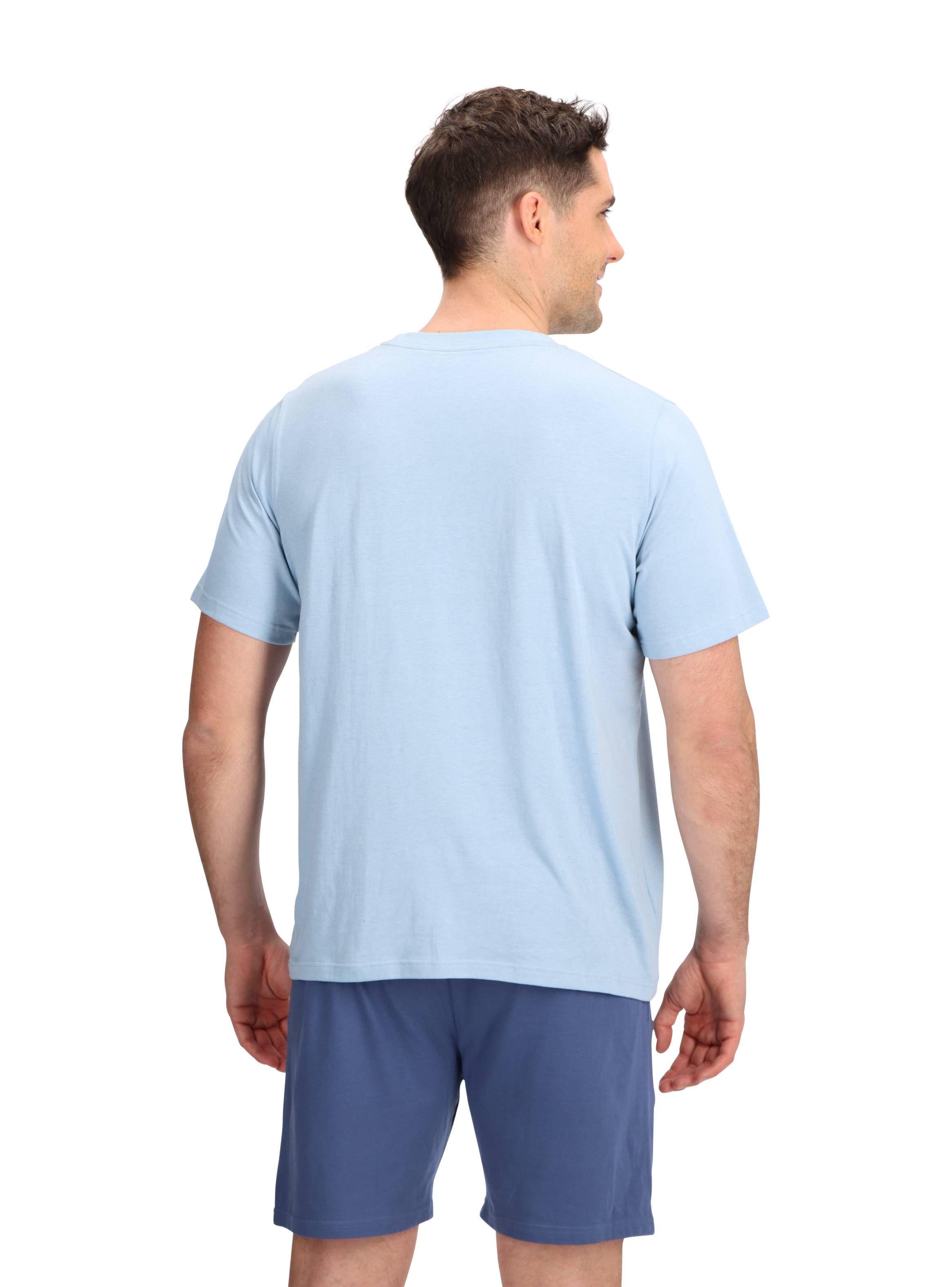 Pijama Corto Algodón Celeste Mota-3