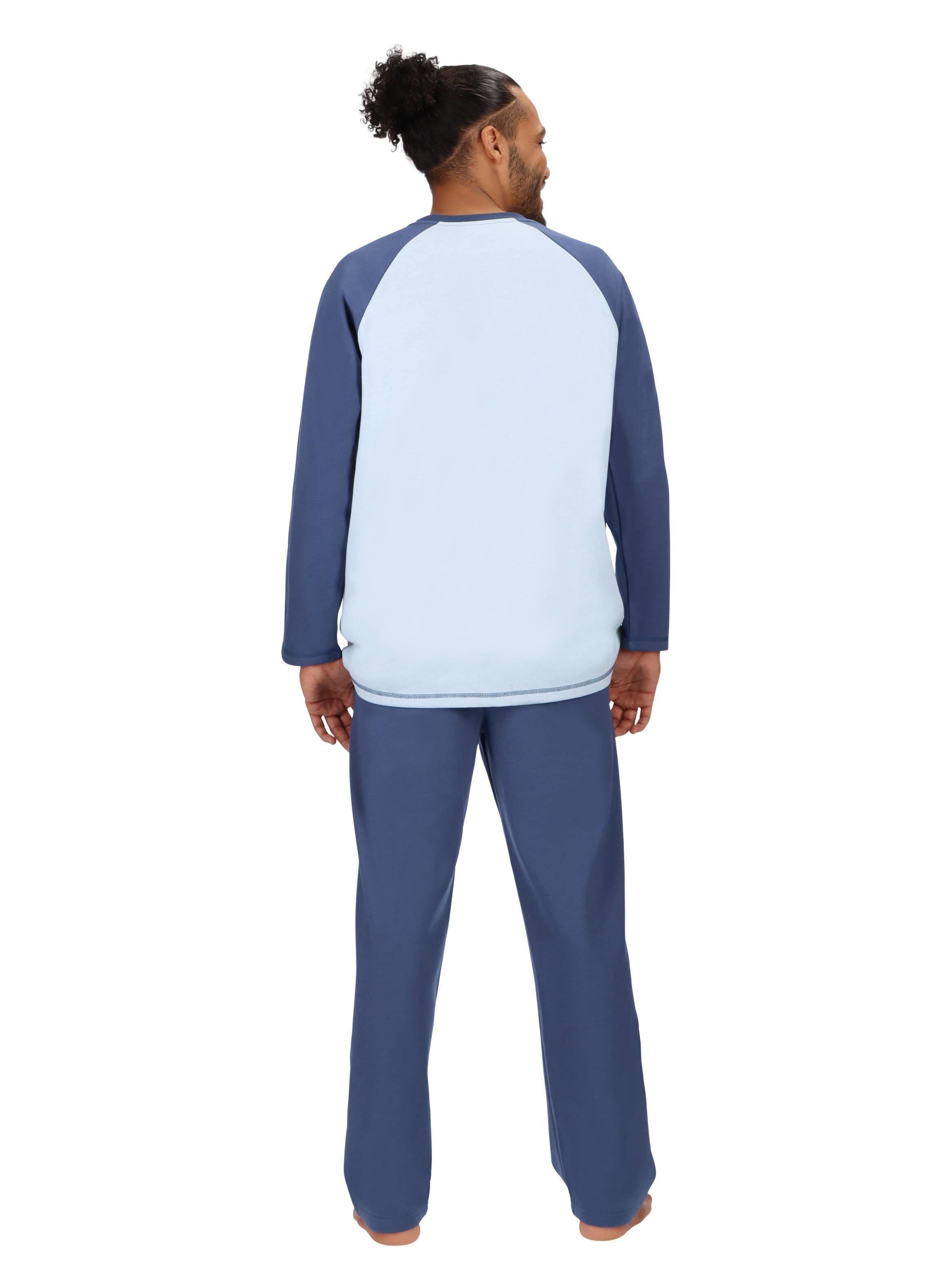 Pijama Largo Azul algodón Mota-2