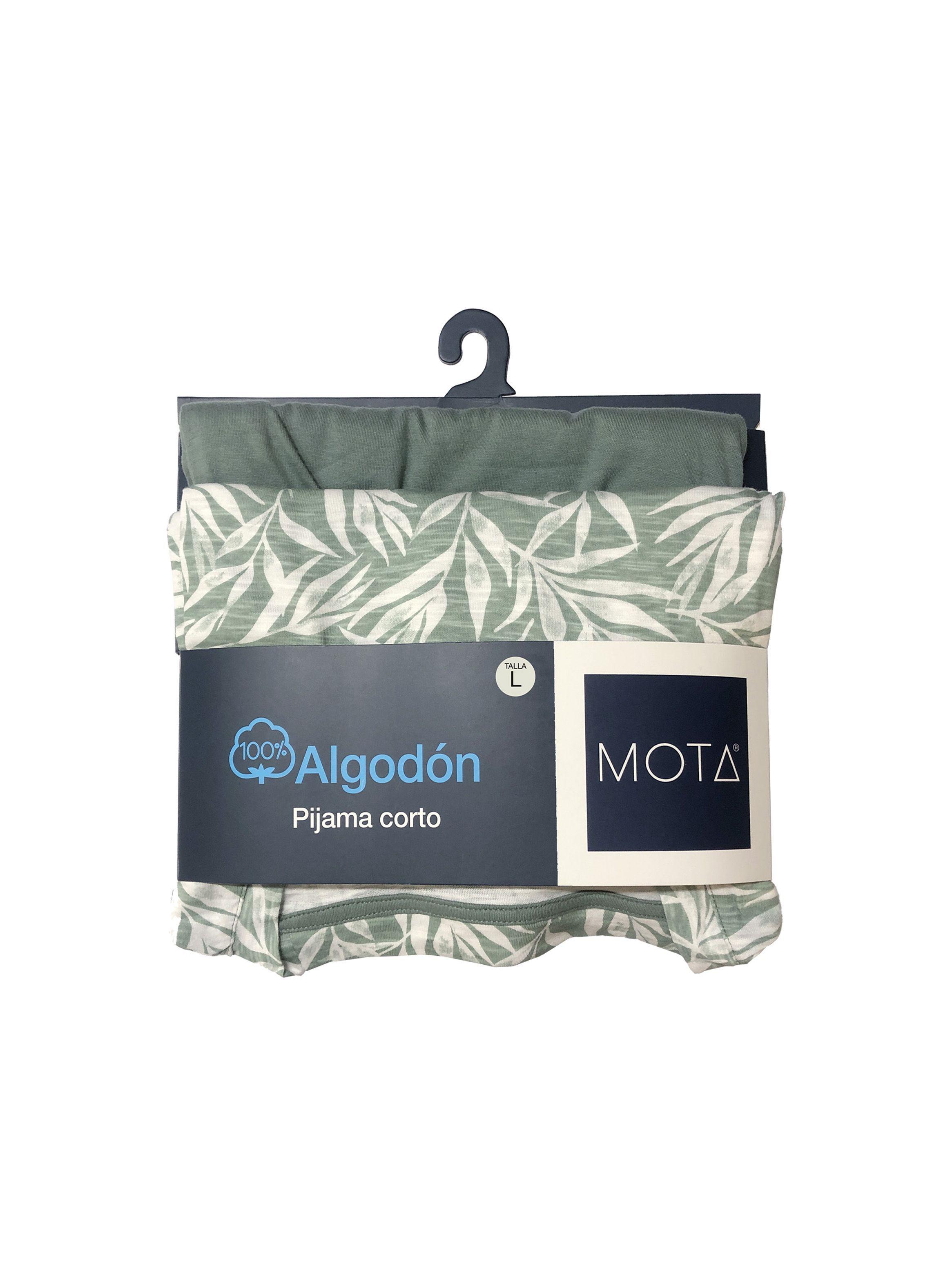 Pijama Corto Algodón Verde Mota-4