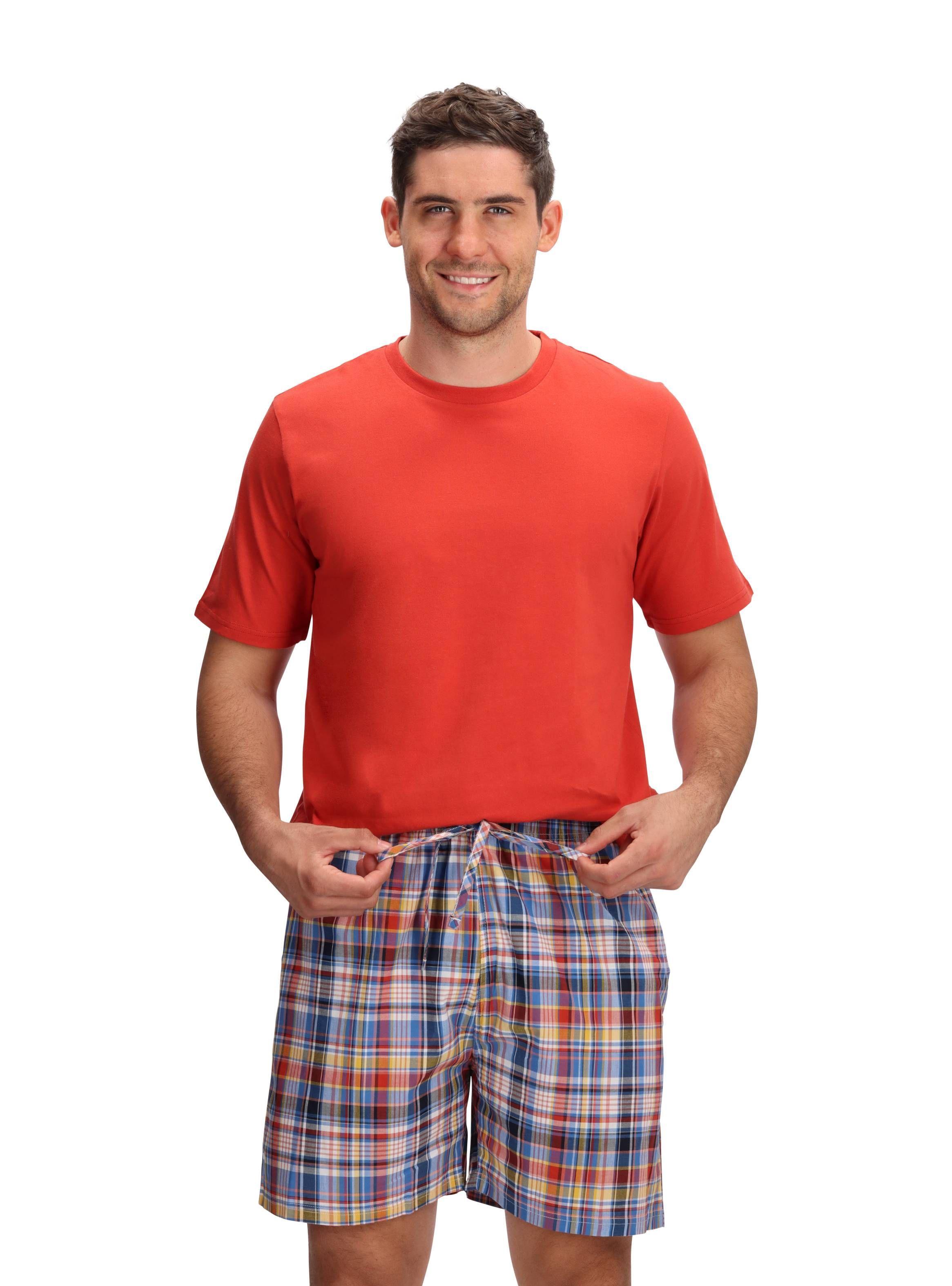 Pijama Corto Algodón Naranjo Mota-0