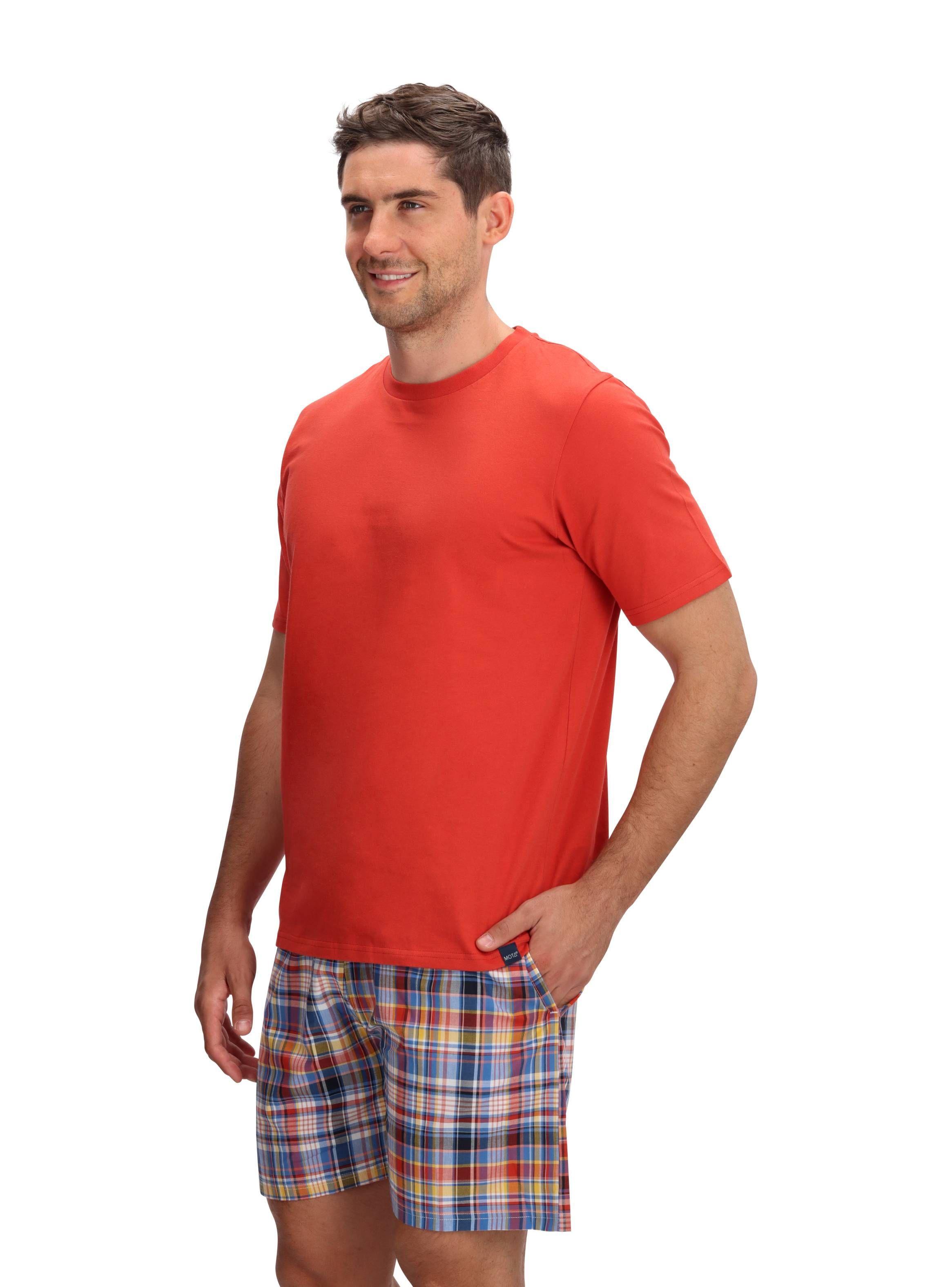 Pijama Corto Algodón Naranjo Mota-1
