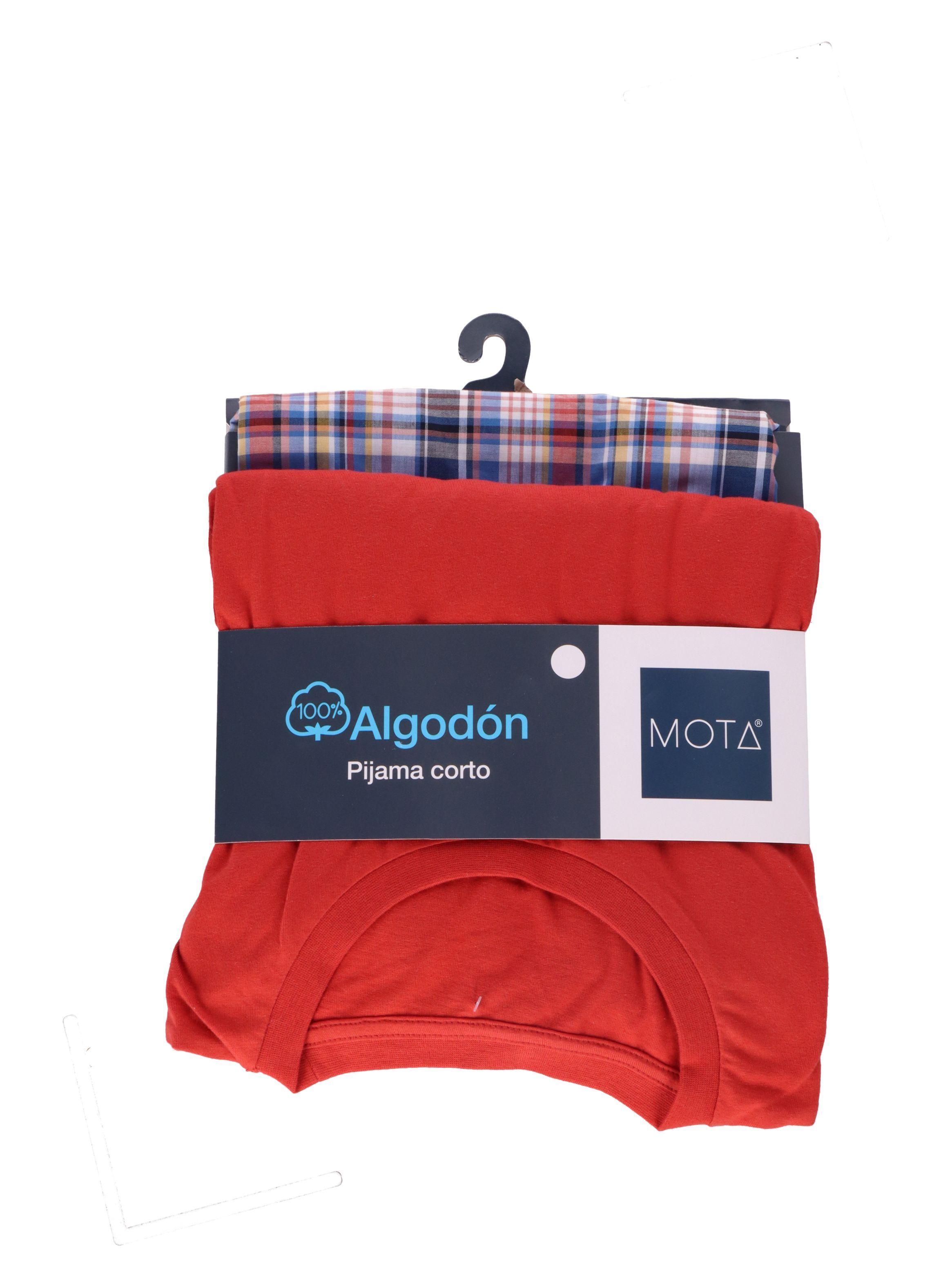 Pijama Corto Algodón Naranjo Mota-4