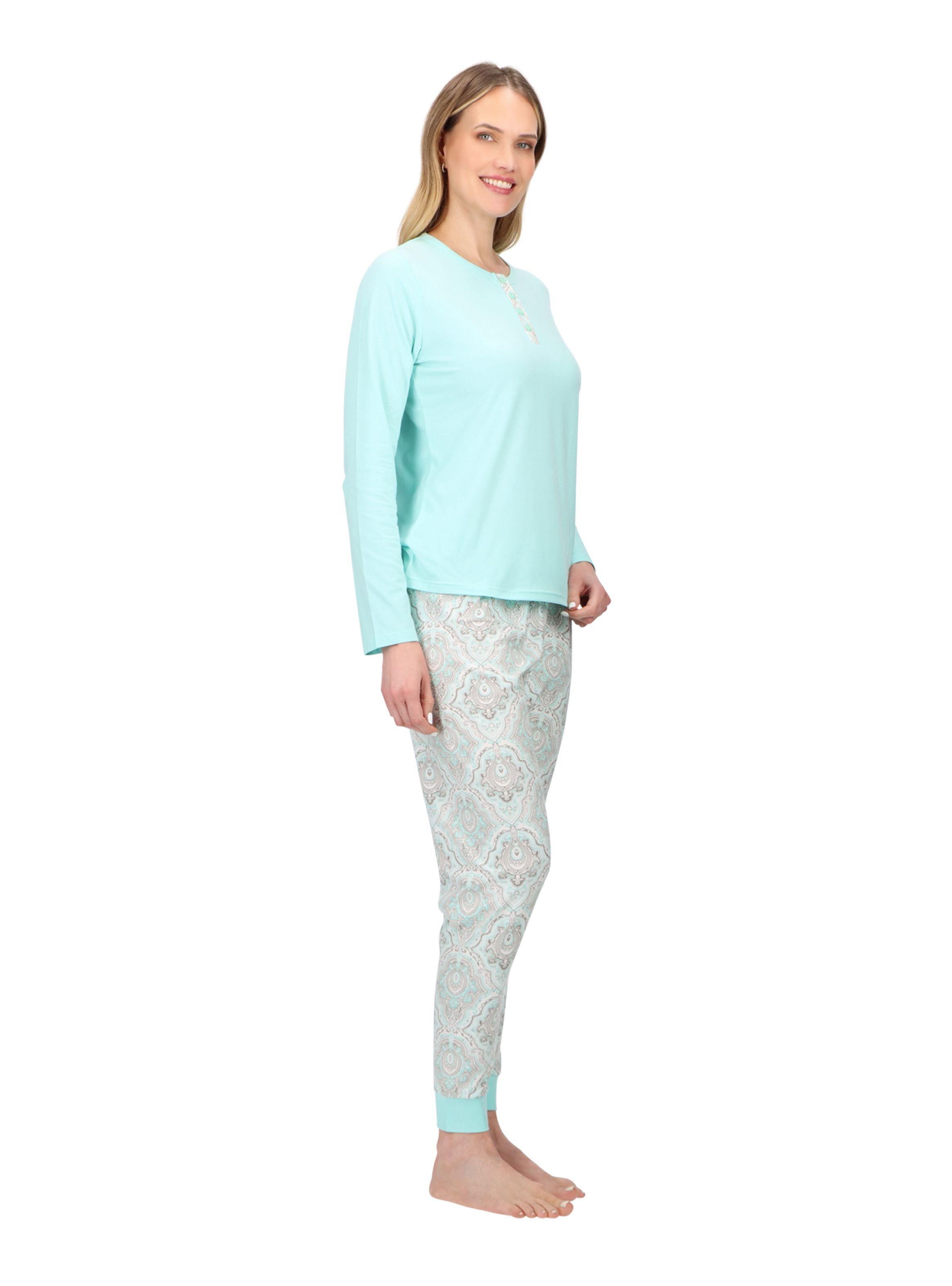 Pijama Largo Algodón Caffarena Celeste-1