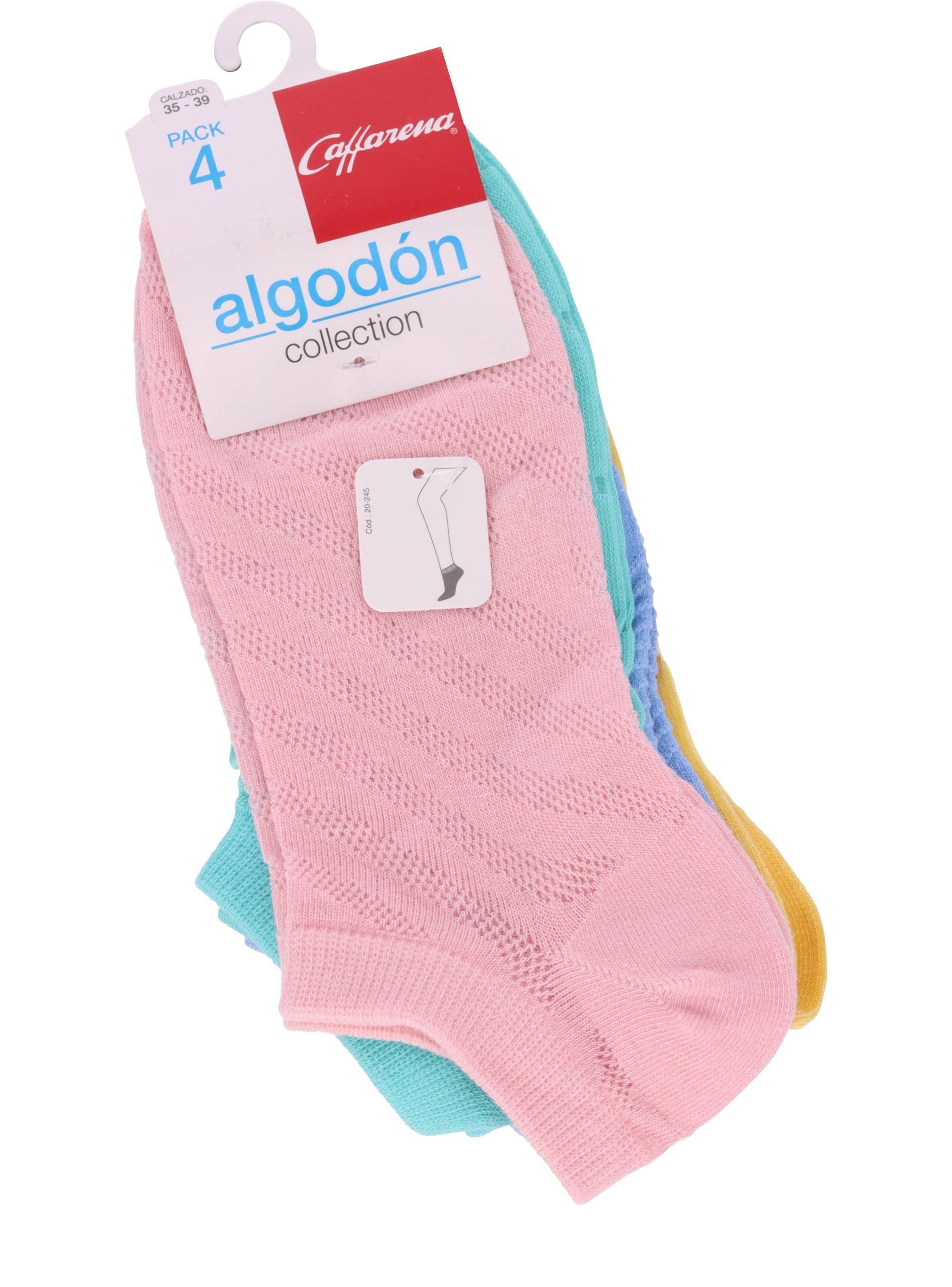Calcetin Tobillo Algodon Rosa Pack 4 Caffarena -5