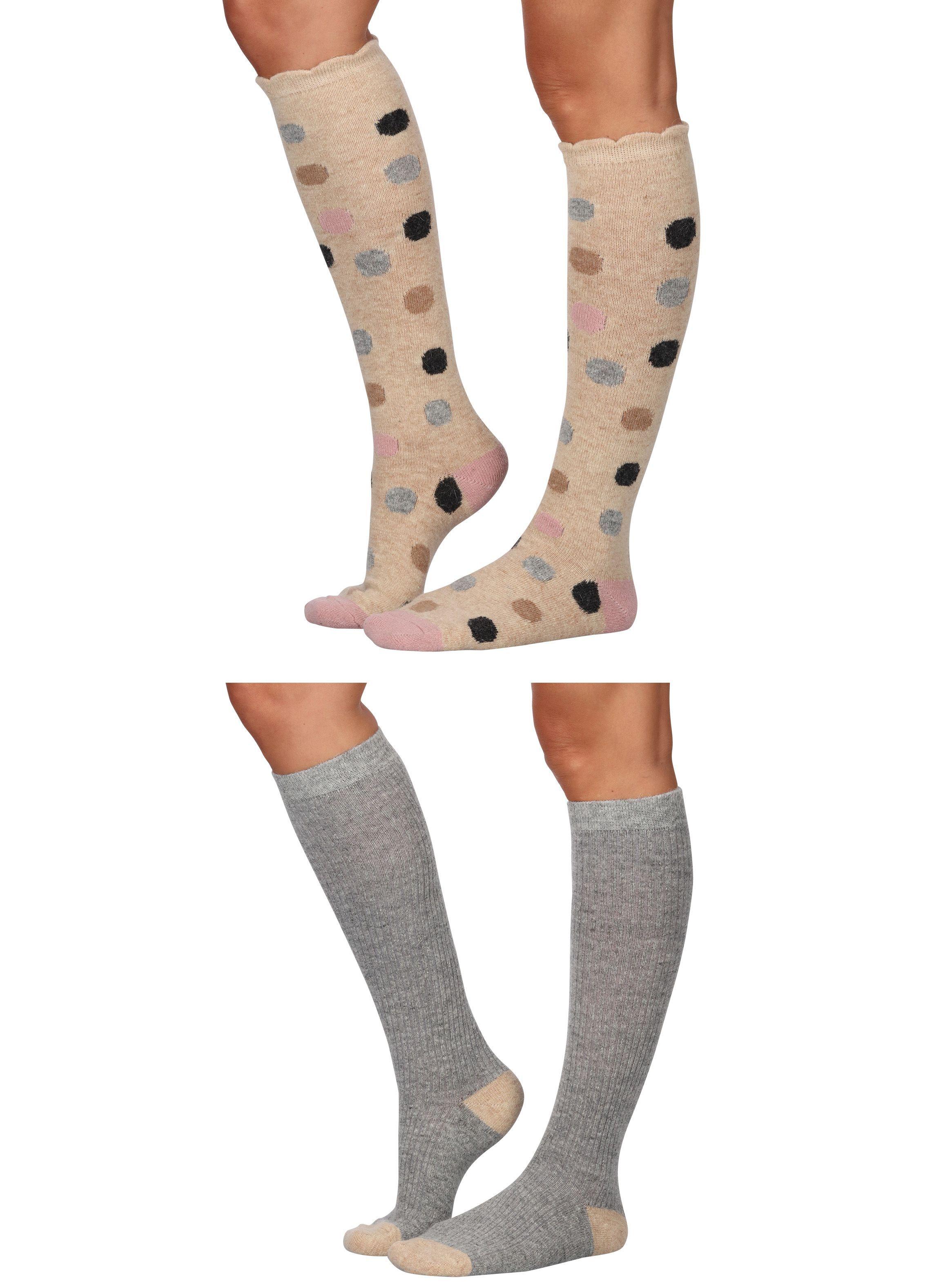 Calcetines Largos Beige Angora Pack 2 Caffarena-0