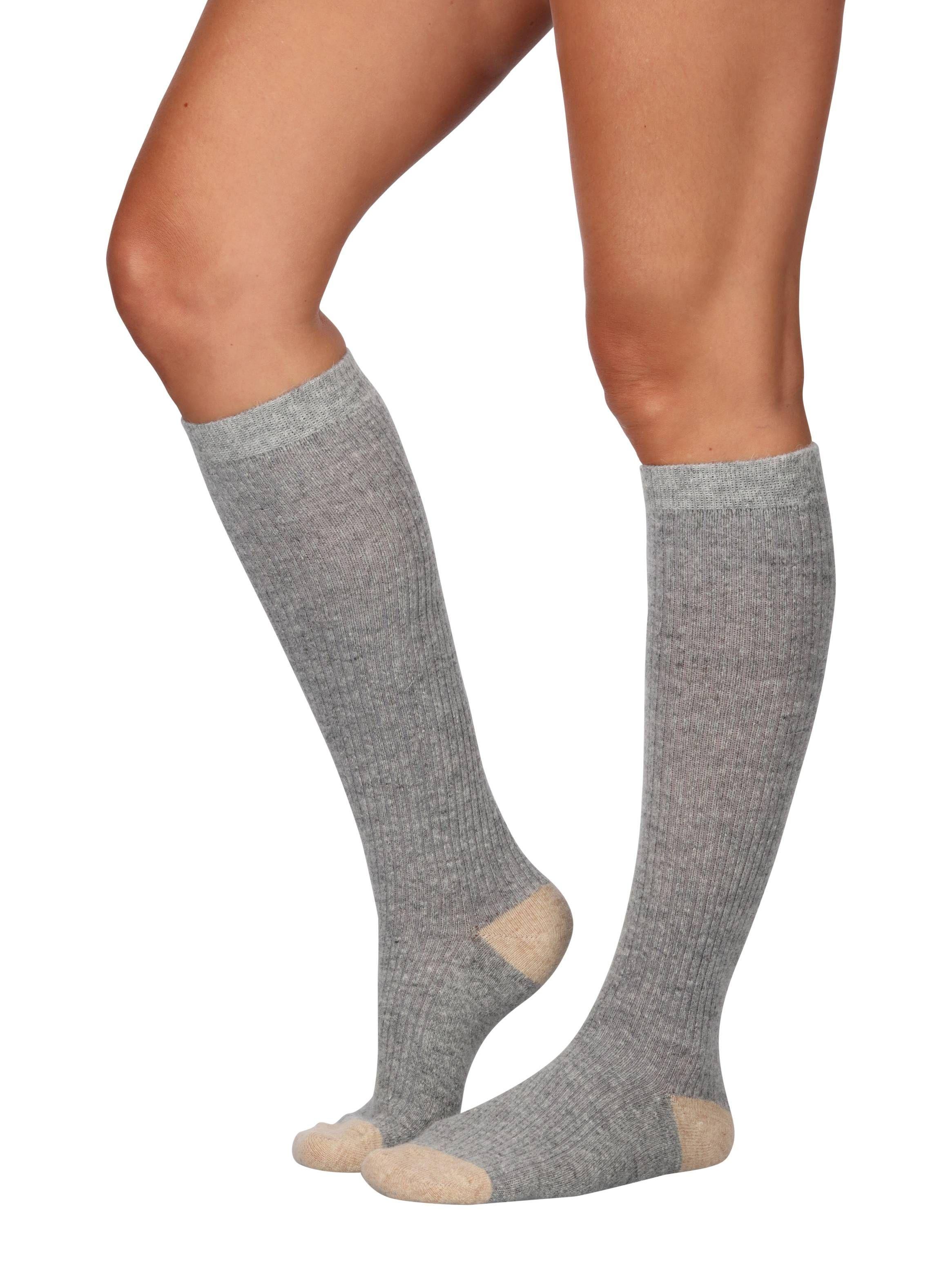Calcetines Largos Beige Angora Pack 2 Caffarena-3