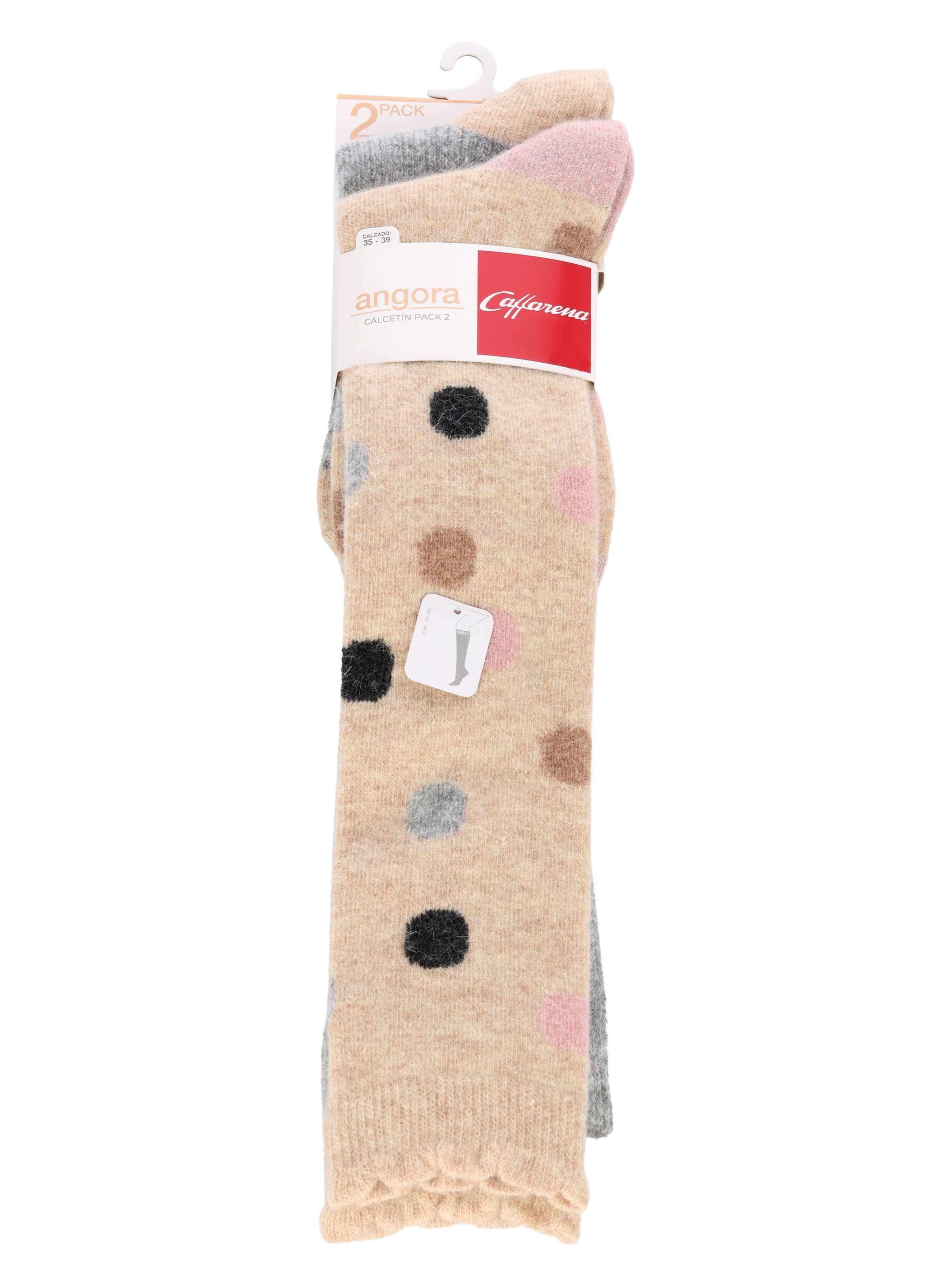Calcetines Largos Beige Angora Pack 2 Caffarena-4