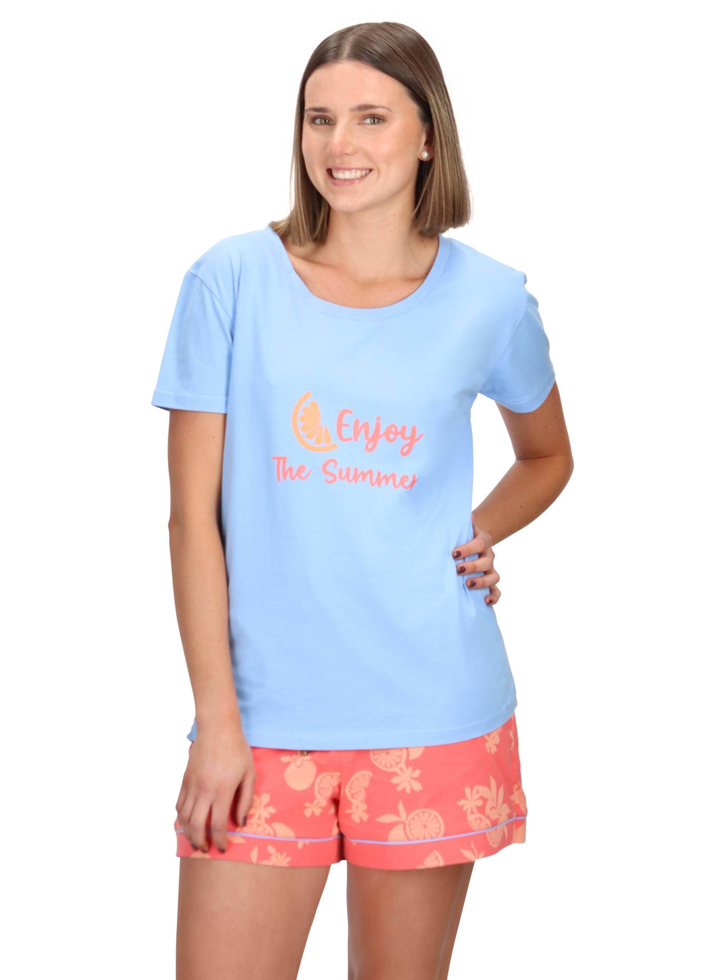 Pijama Corto Algodón Celeste Caffarena-0