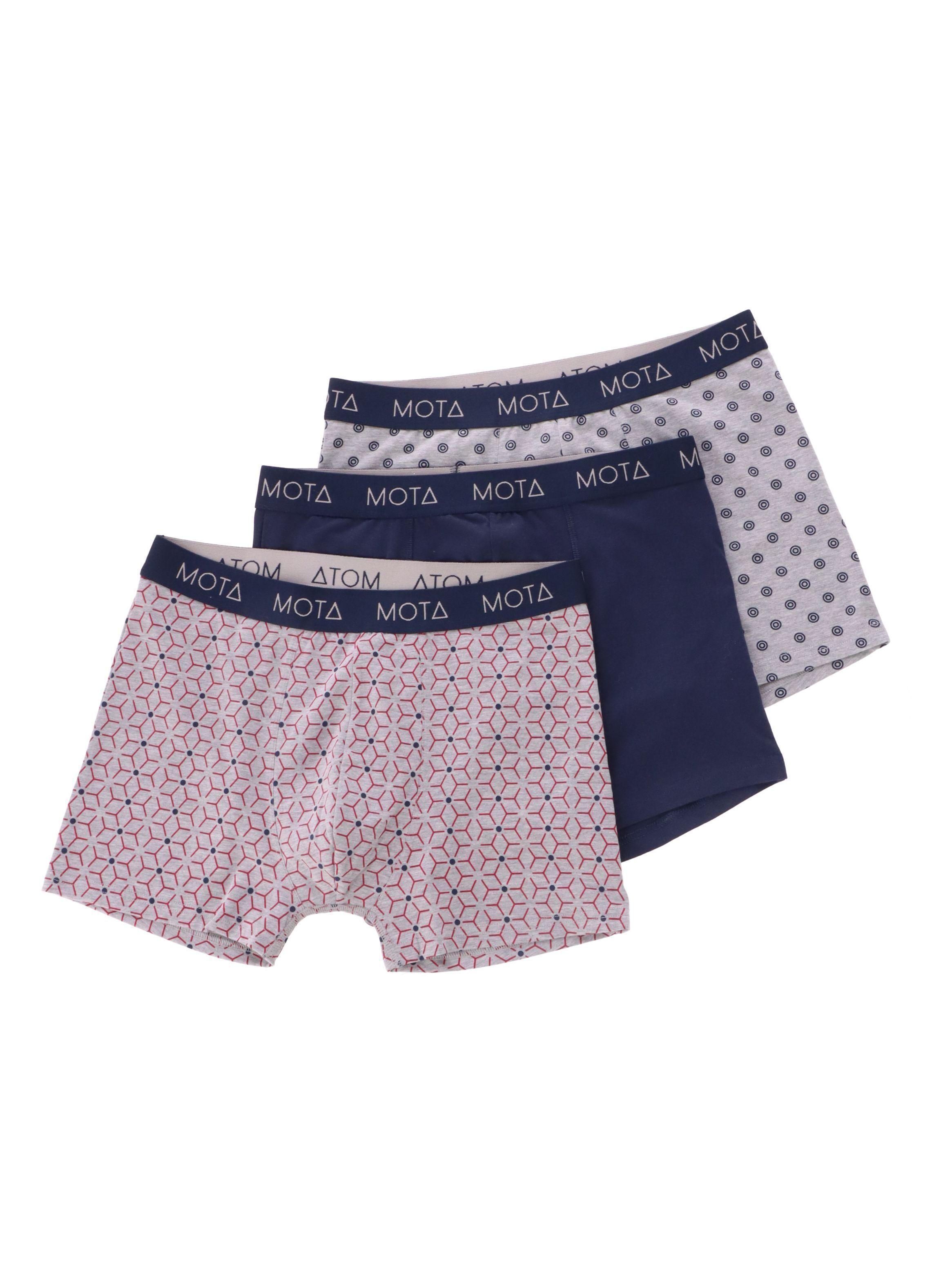 Boxer Medio Algodón Pack 3 Azul Mota-0