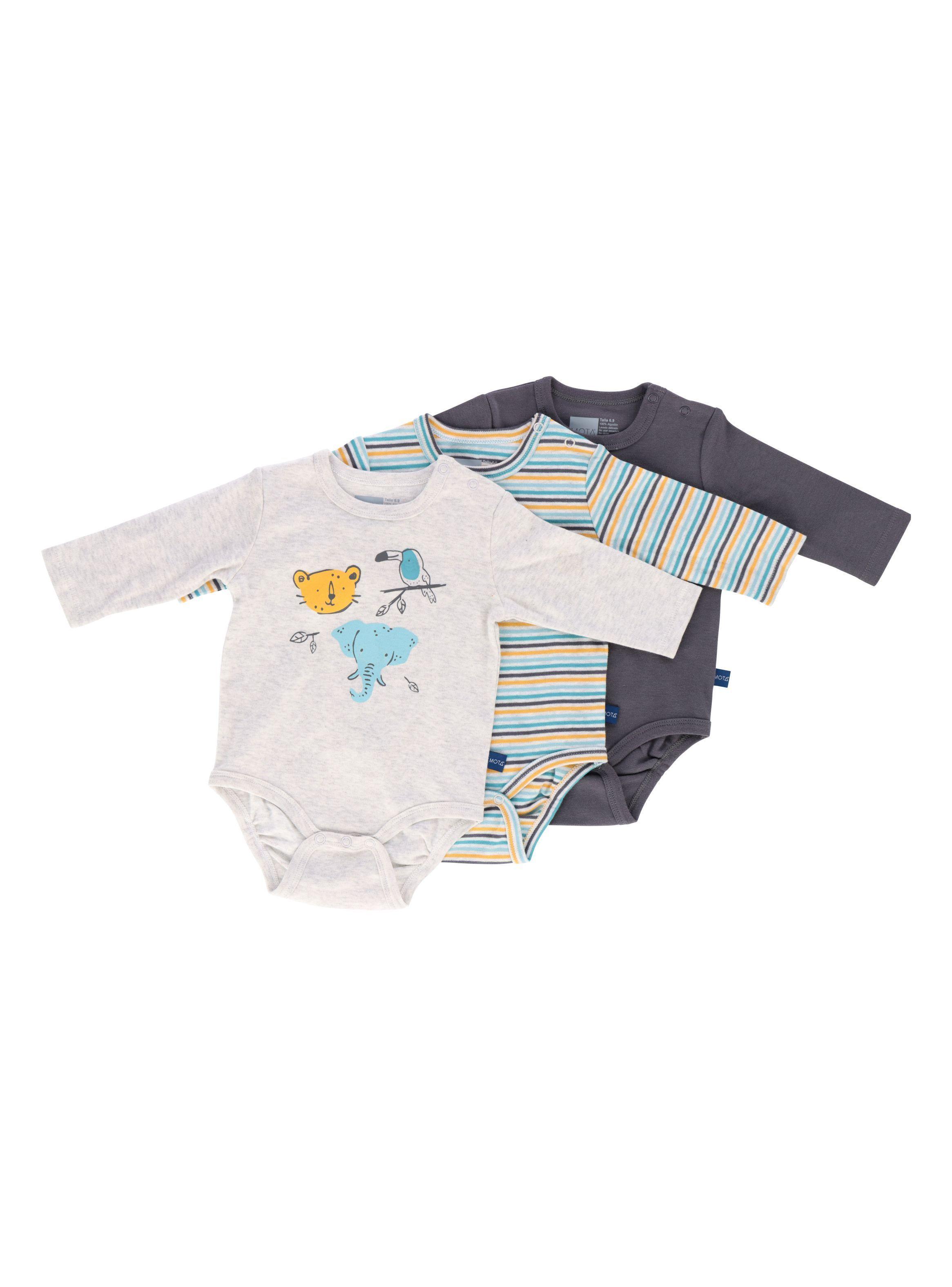 Body Niño Manga Larga Pack 3 Gris Motita-0