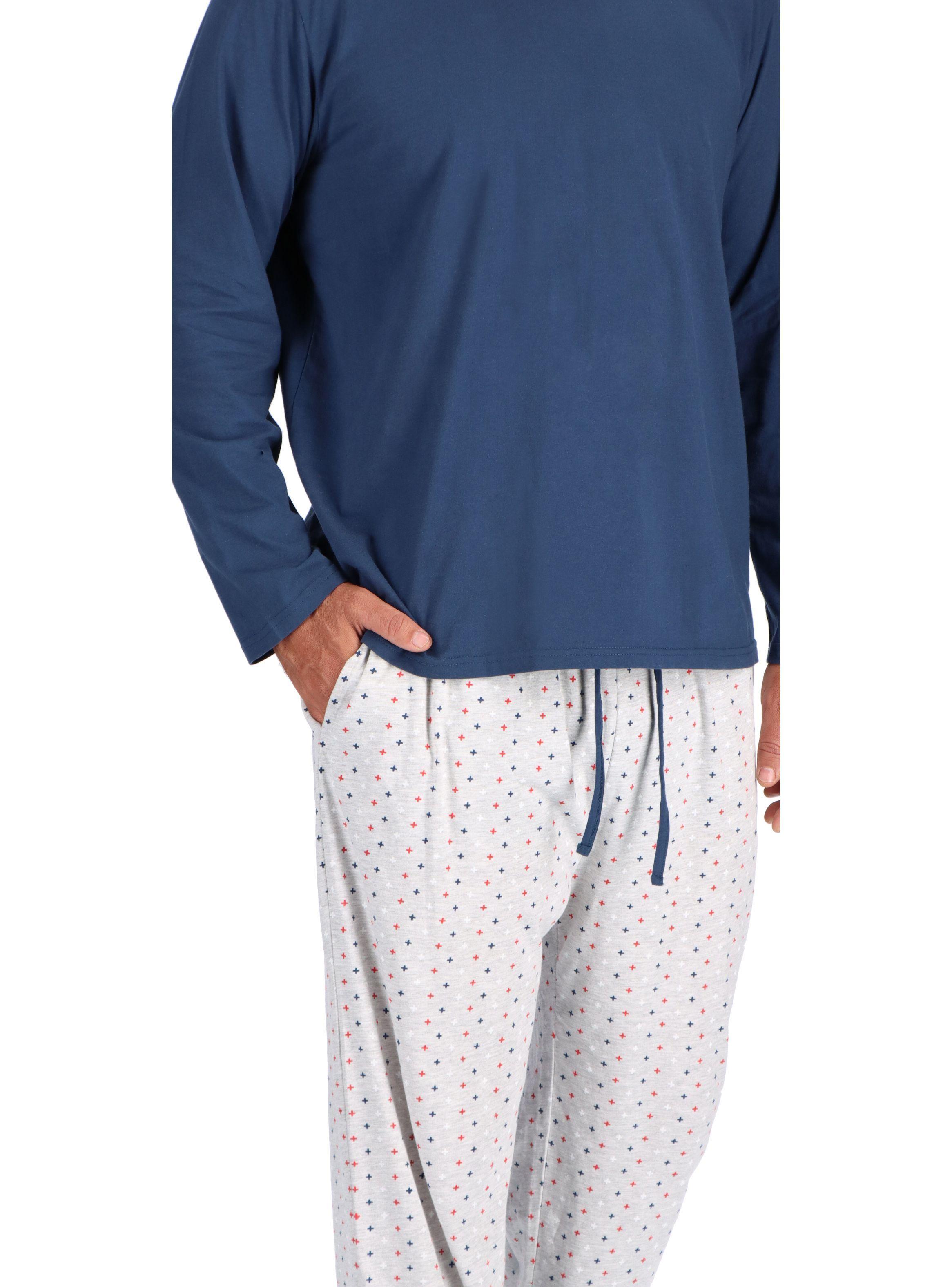 Pijama Largo Algodón Azul con amarra Ajustable Mota-4