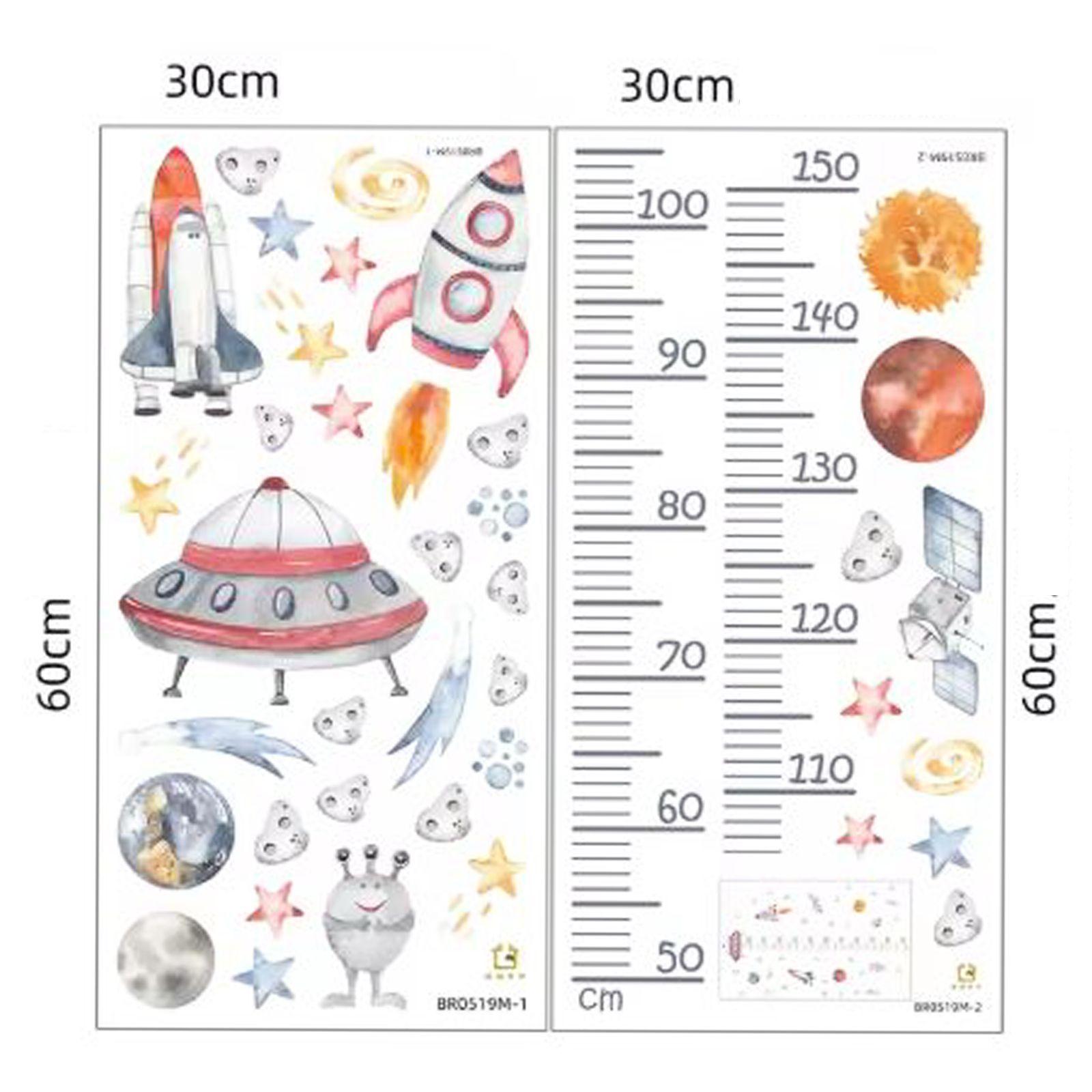 Coetes con medida crecimiento, vinilo stickers deco muro dormitorio infantil-2