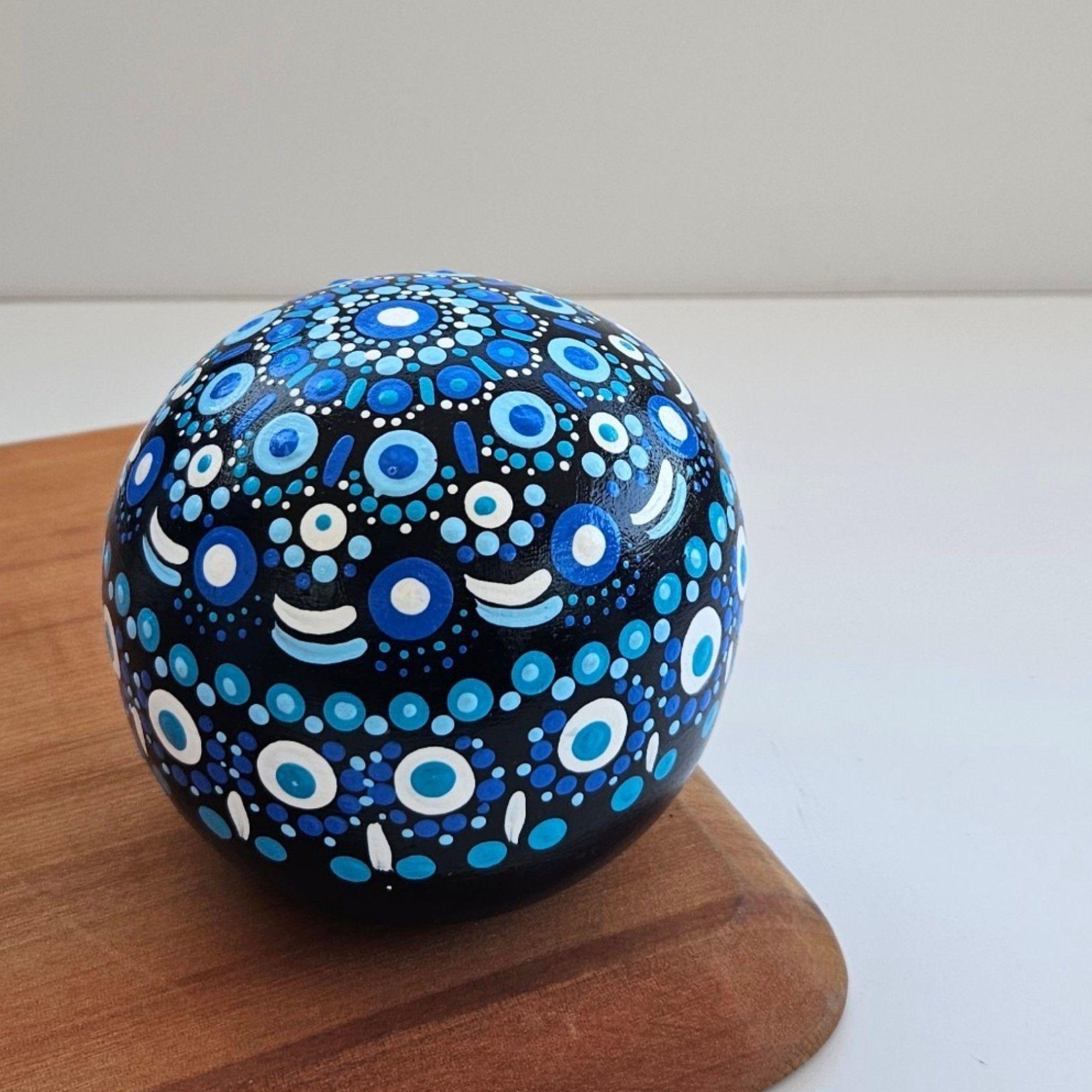 Esfera decorativa de cer mica pintada a mano 9cm-3