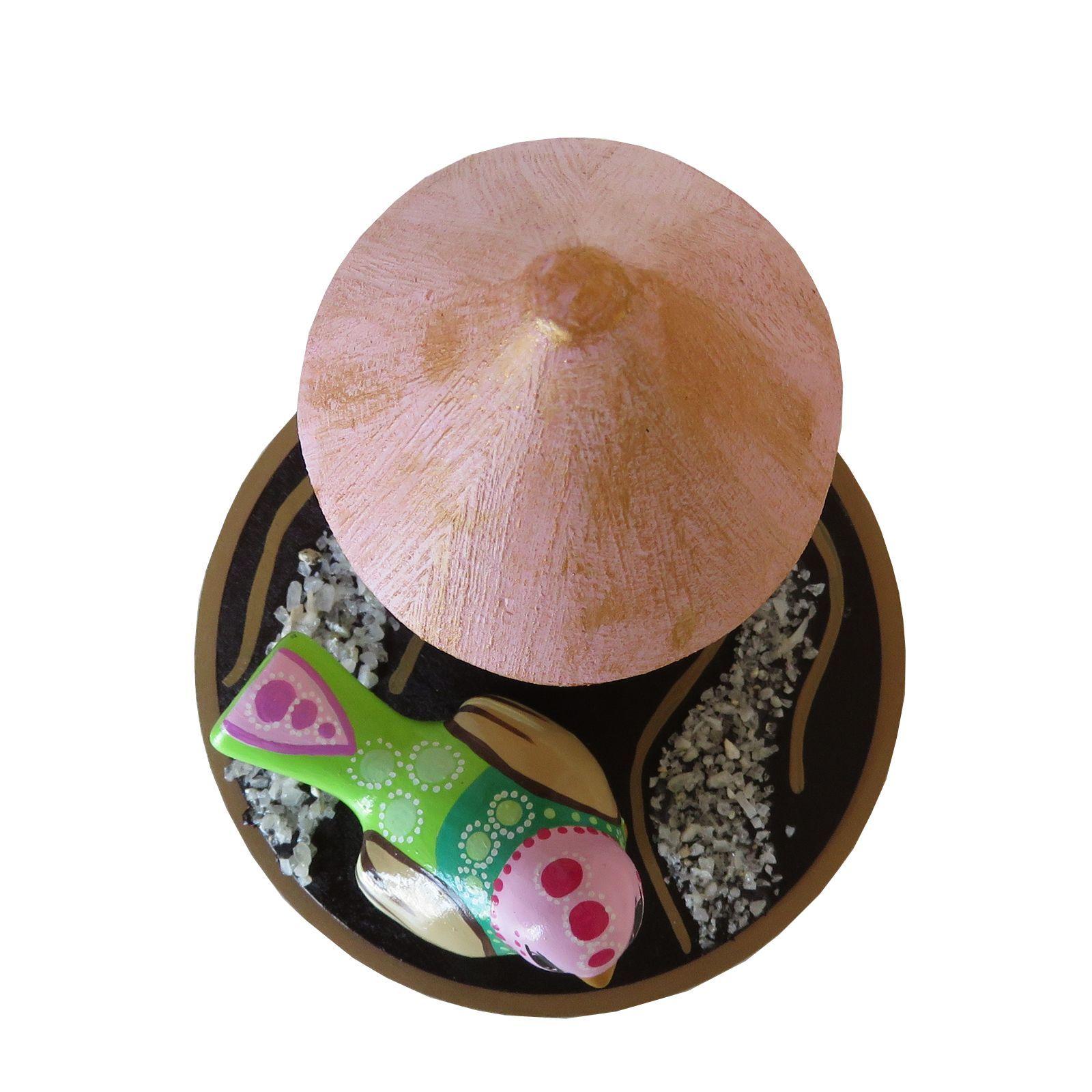 Casita de pájaro circular rosa decorativa-3