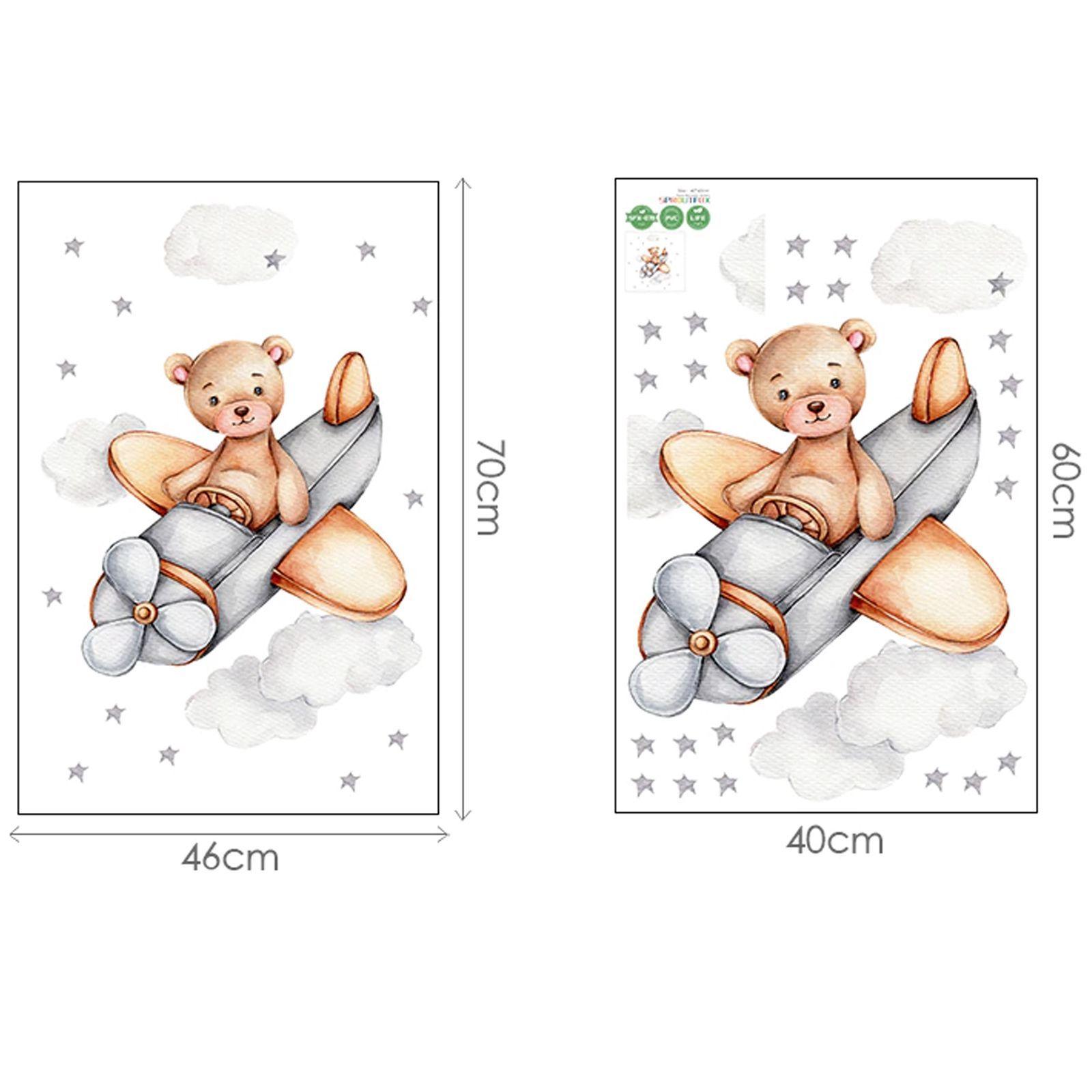 Oso avión gris vinilo stickers deco muro-2