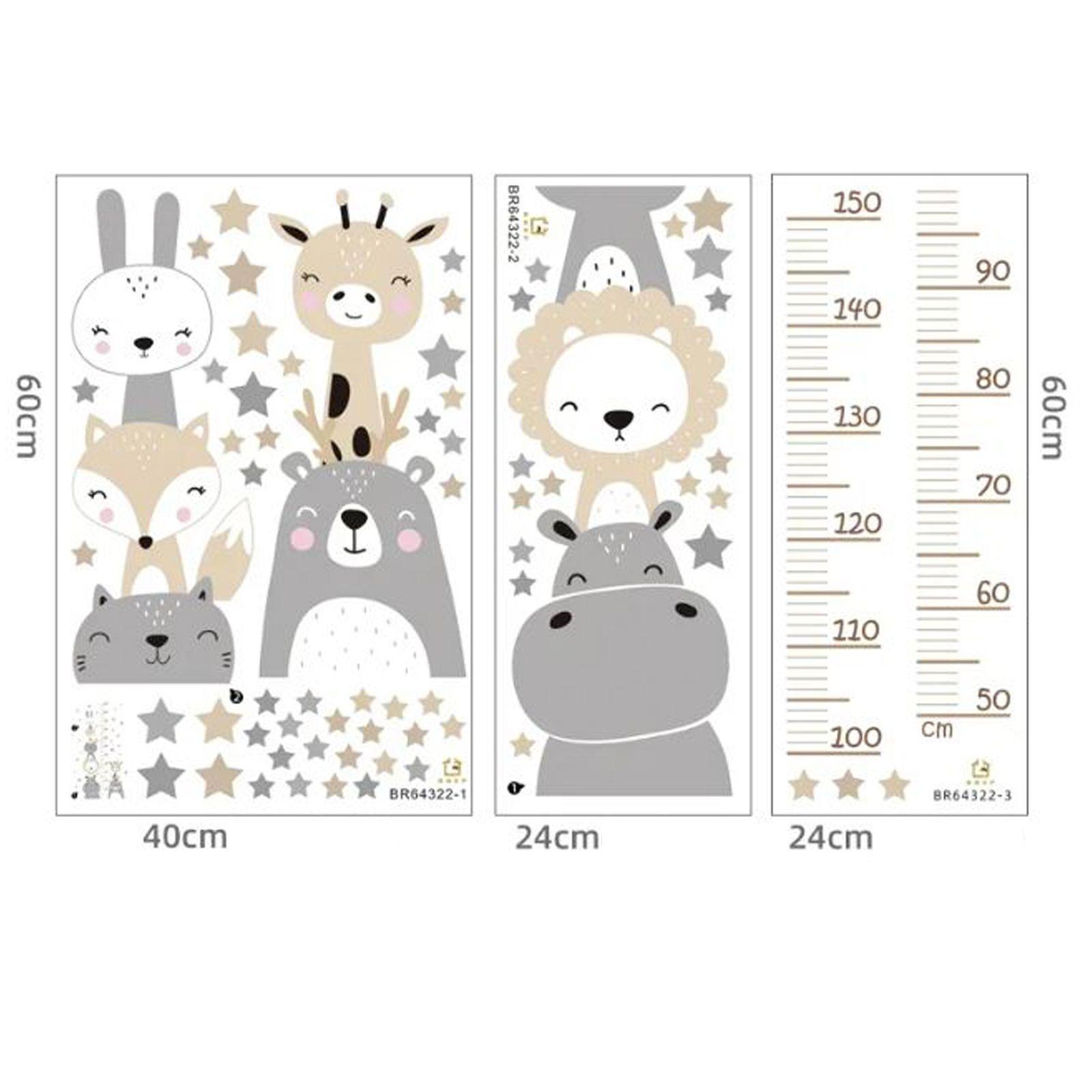 Animales con medida crecimiento, vinilo stickers Deco muro dormitorio infantil-2