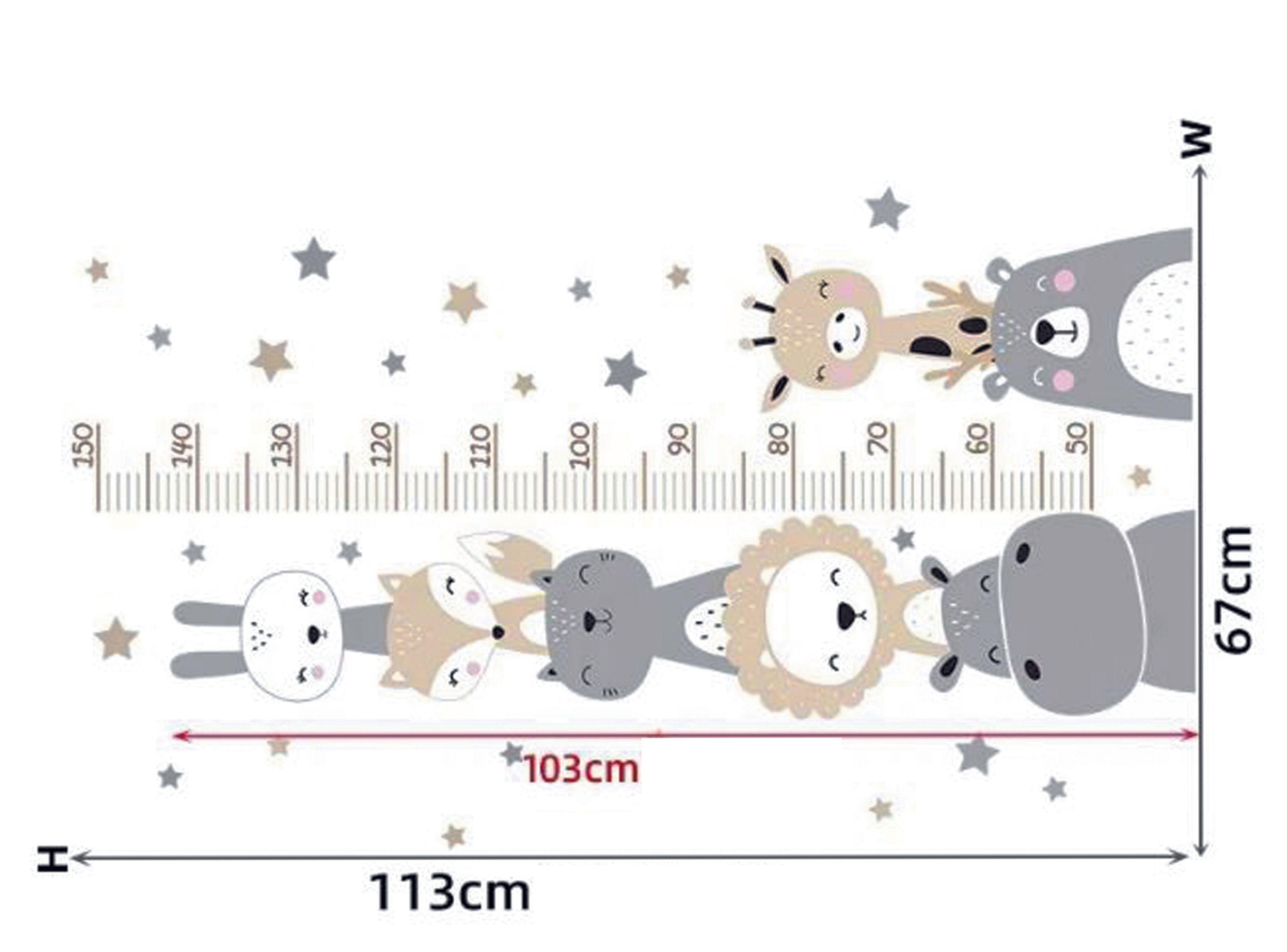 Animales con medida crecimiento, vinilo stickers Deco muro dormitorio infantil-3