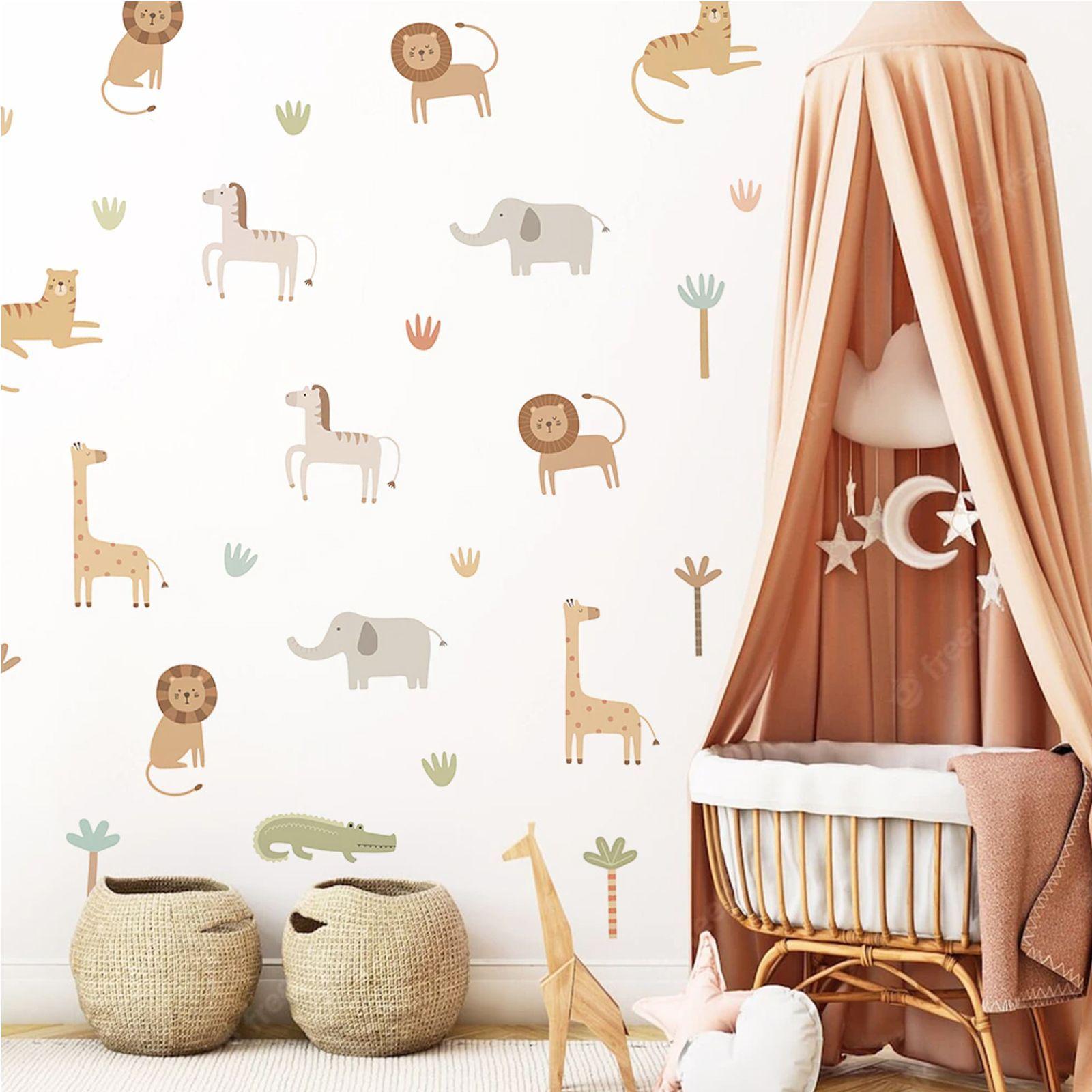 León, jirafa y cocodrilo, vinilo stickers deco muro dormitorio infantil-0