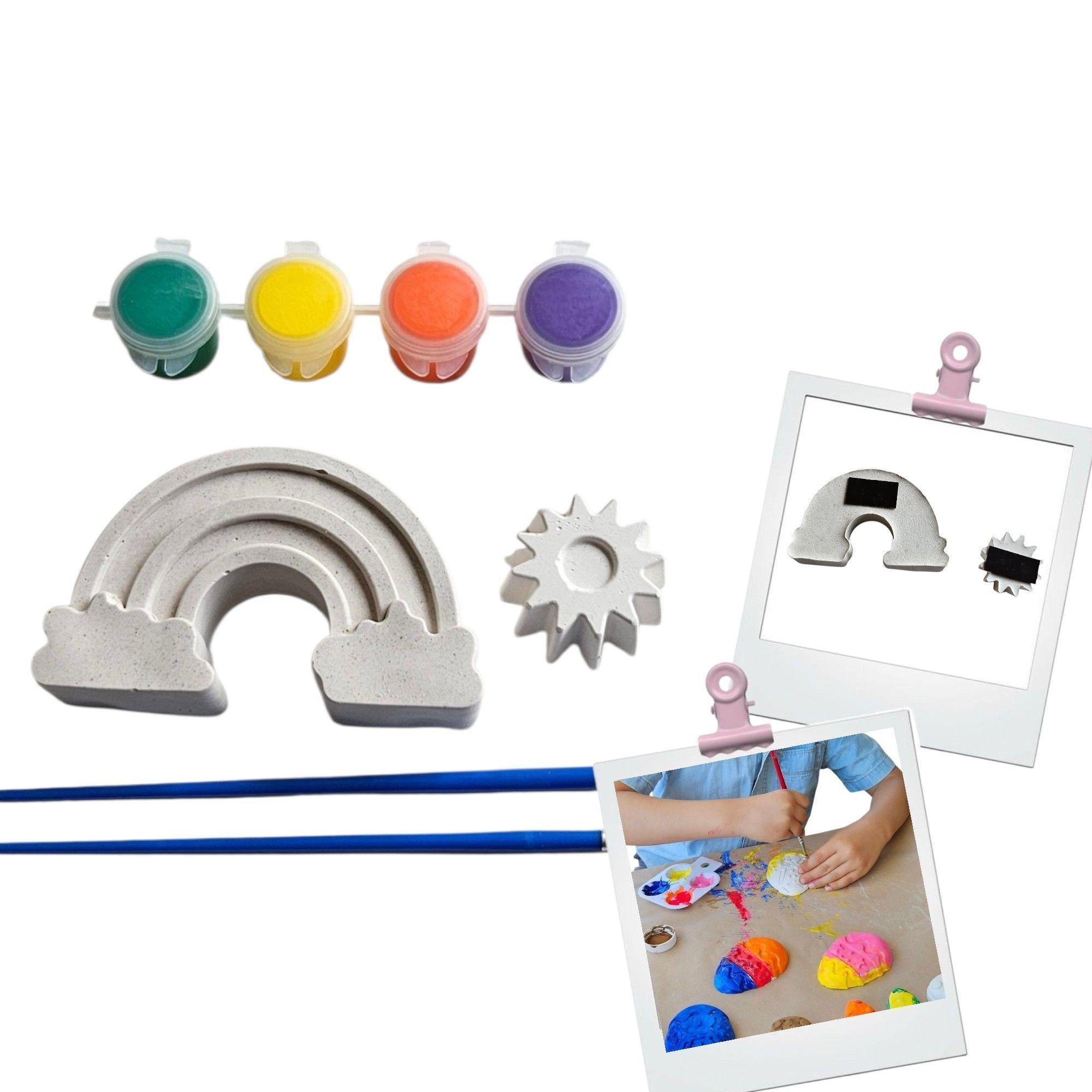 Pack de 5 kits creativo de yeso para fiestas Arcoiris-2