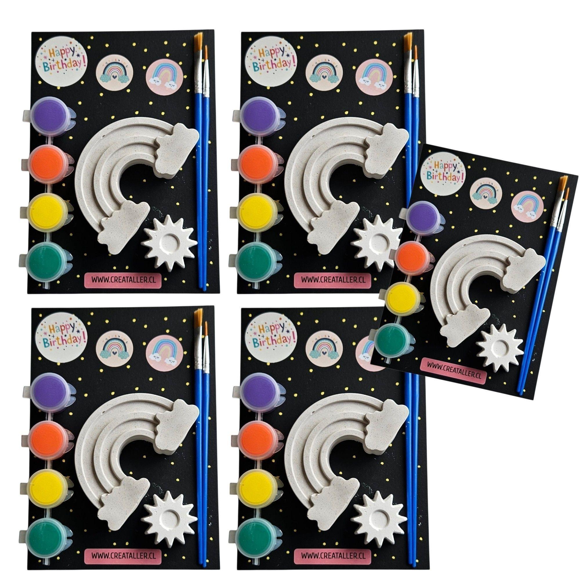 Pack de 5 kits creativo de yeso para fiestas Arcoiris-3