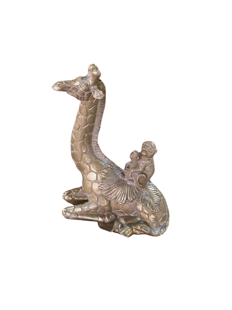 Figura decorativa Jirafa con familia Chimpancé - Resina-0