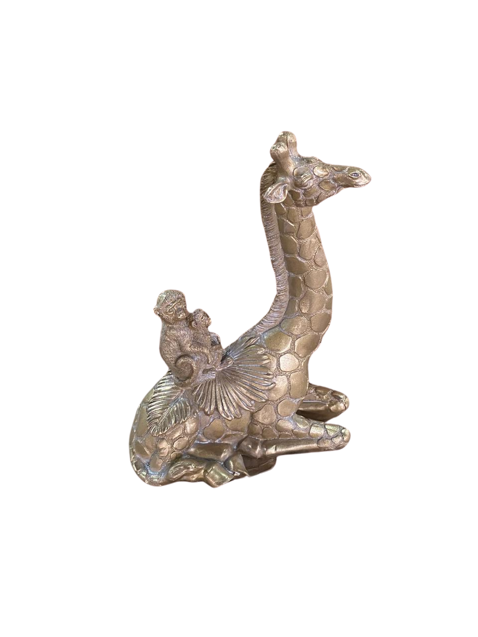Figura decorativa Jirafa con familia Chimpancé - Resina-1