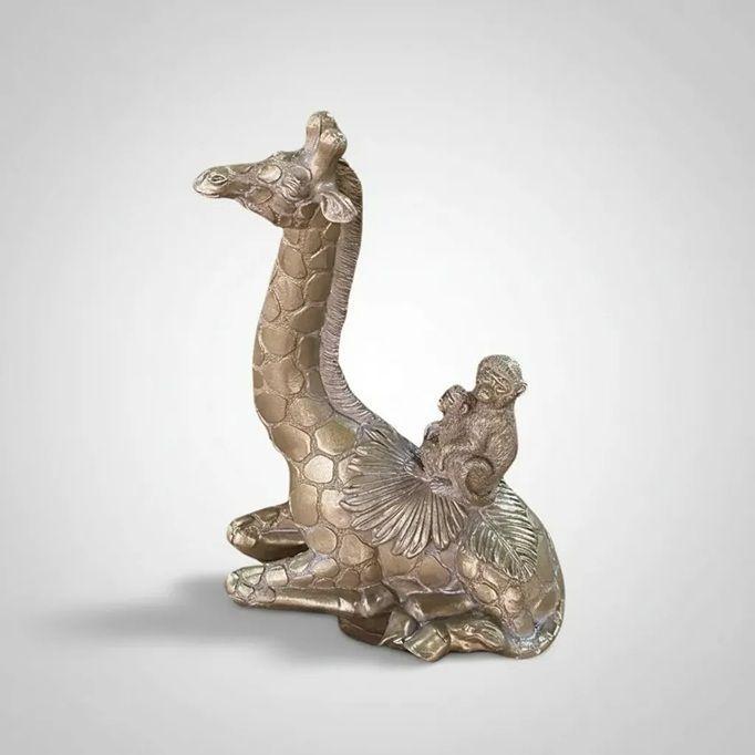 Figura decorativa Jirafa con familia Chimpancé - Resina-2
