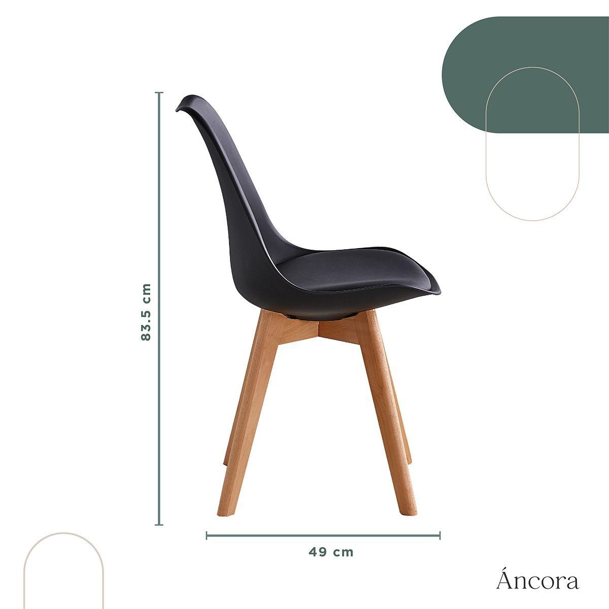 Set x4 Sillas de Comedor Tulip Acolchadas Negras-7