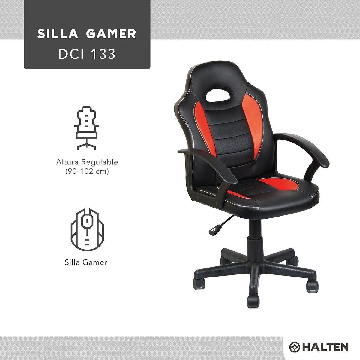 Silla de Escritorio Gamer Halten Negra y Roja-5