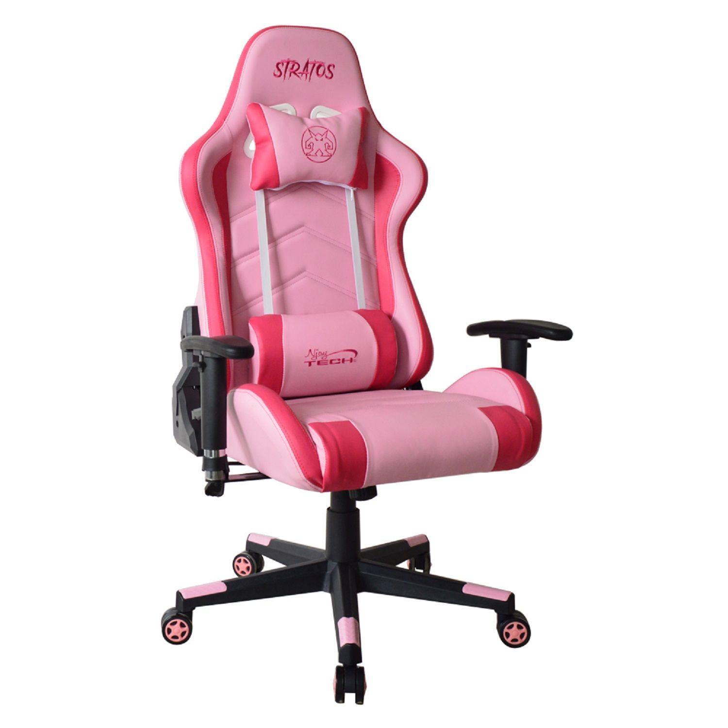 Silla Gamer Stratos Ergonómica Rosada-5