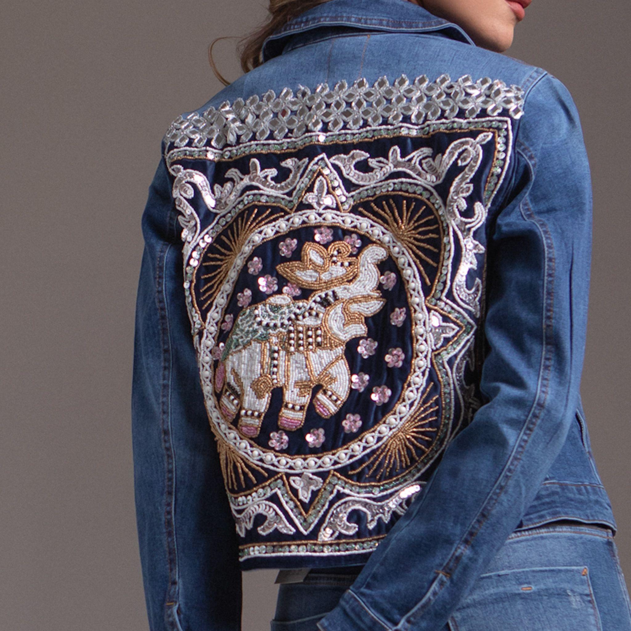 Chaqueta Elefante Denim Mezclilla Azul Bordada-1