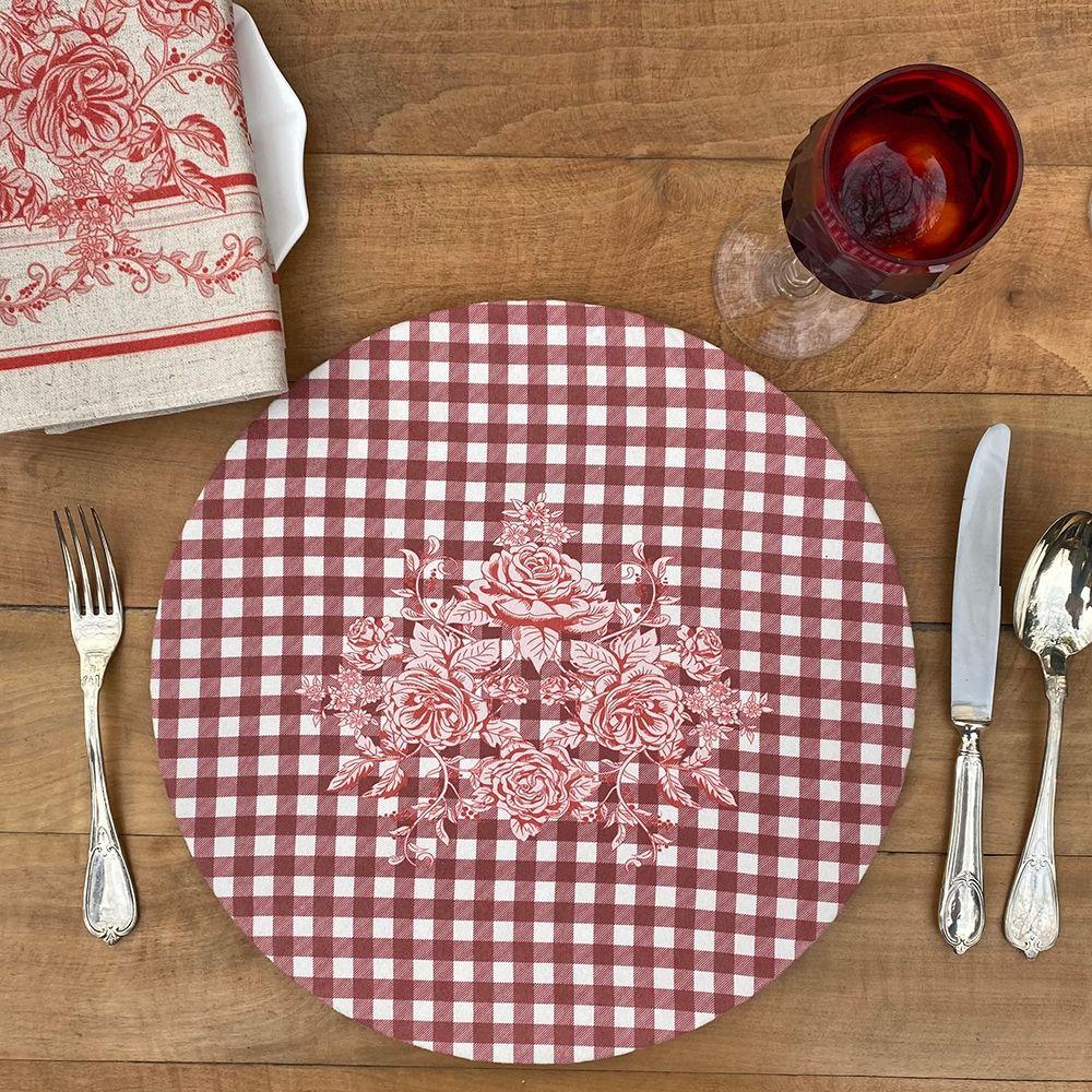 Set 4 Bajoplatos Toile Rojo - 35 cm. - con base-2