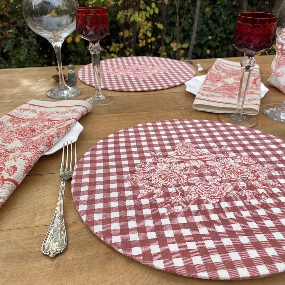 Set 4 Bajoplatos Toile Rojo - 35 cm. - con base-3