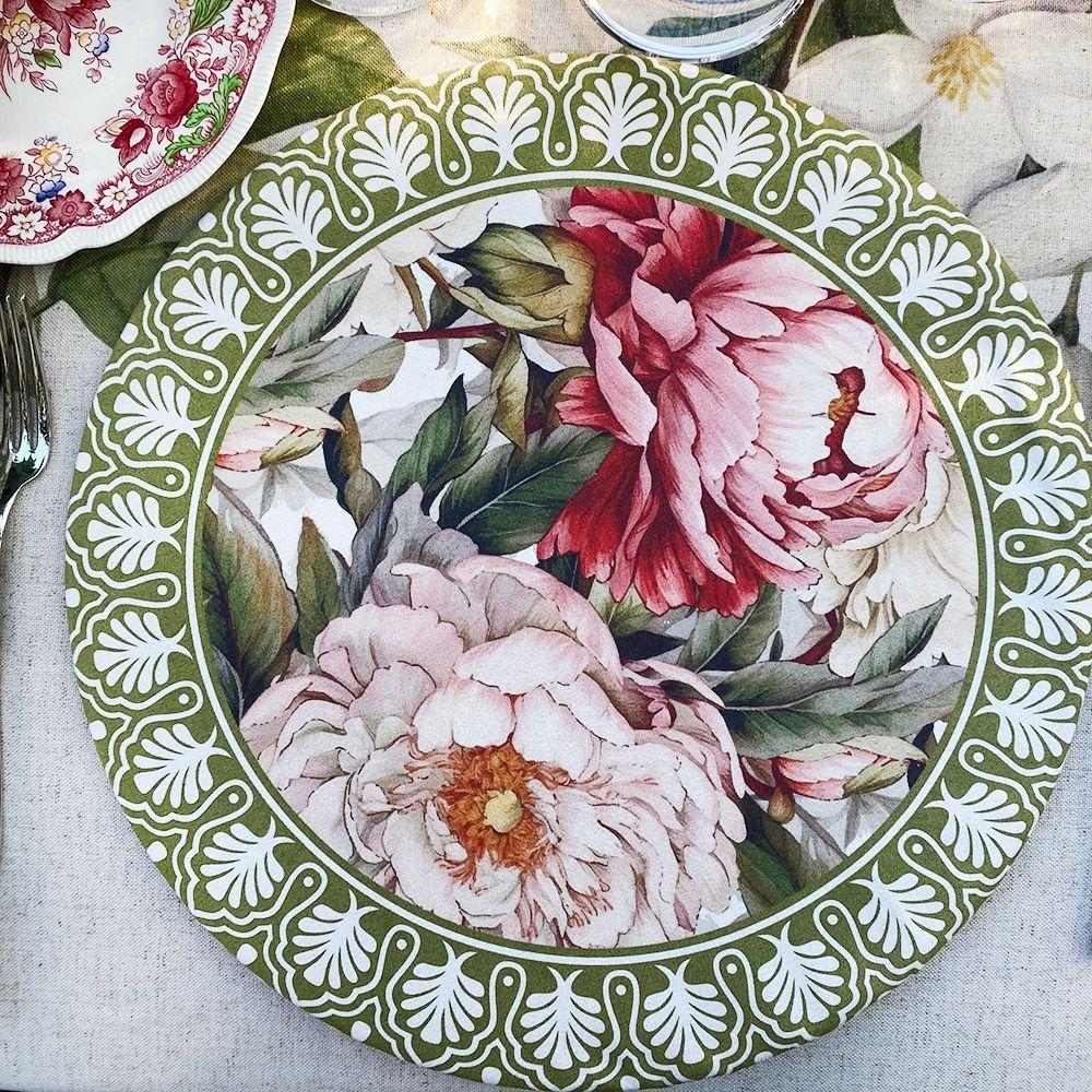 Set 4 Bajoplatos Camelia - 35 cm. diametro - con base - Tuyo Print-4