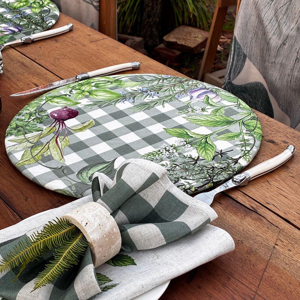 Set 4 Servilletas Vichy Verde - Lino Poliester - 44 x 44 cm-2