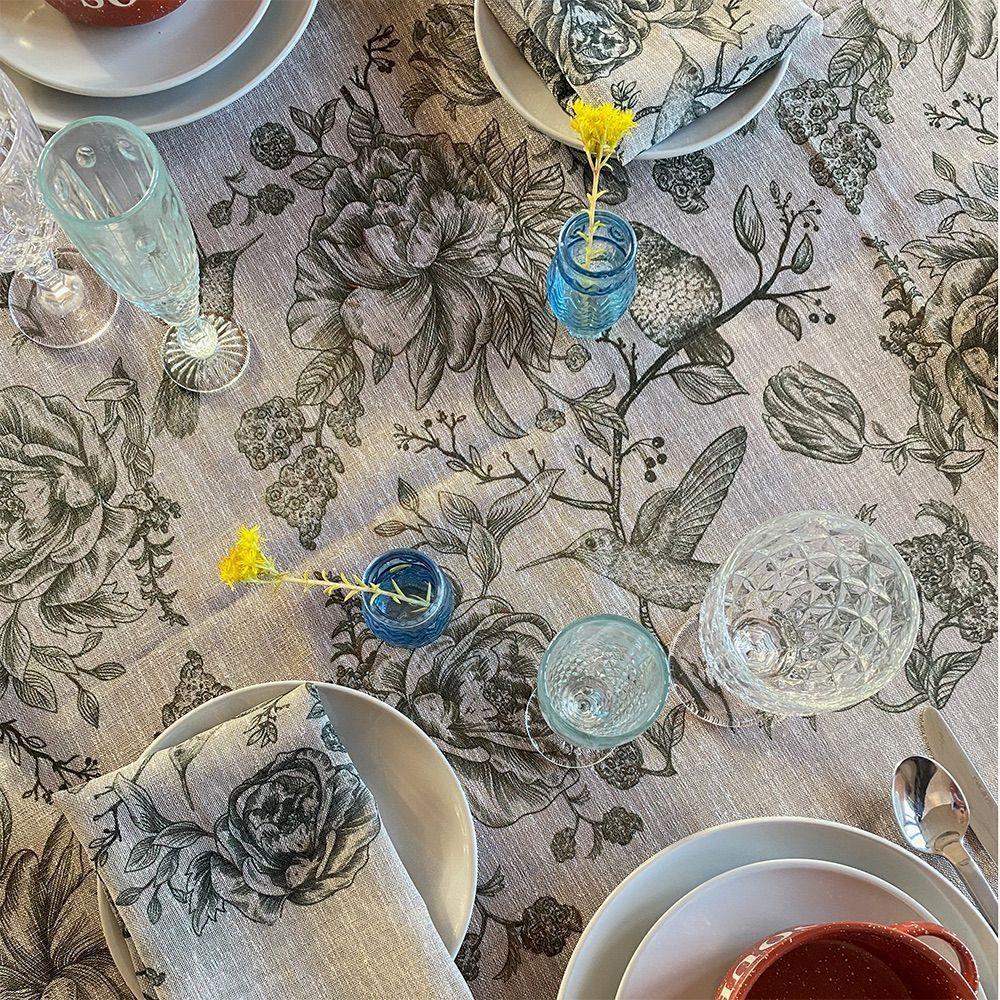 Mantel Colibri Verde - 240 x 240  cm.-  Lino Poliester - (8 puestos) - Tuyo Print-2