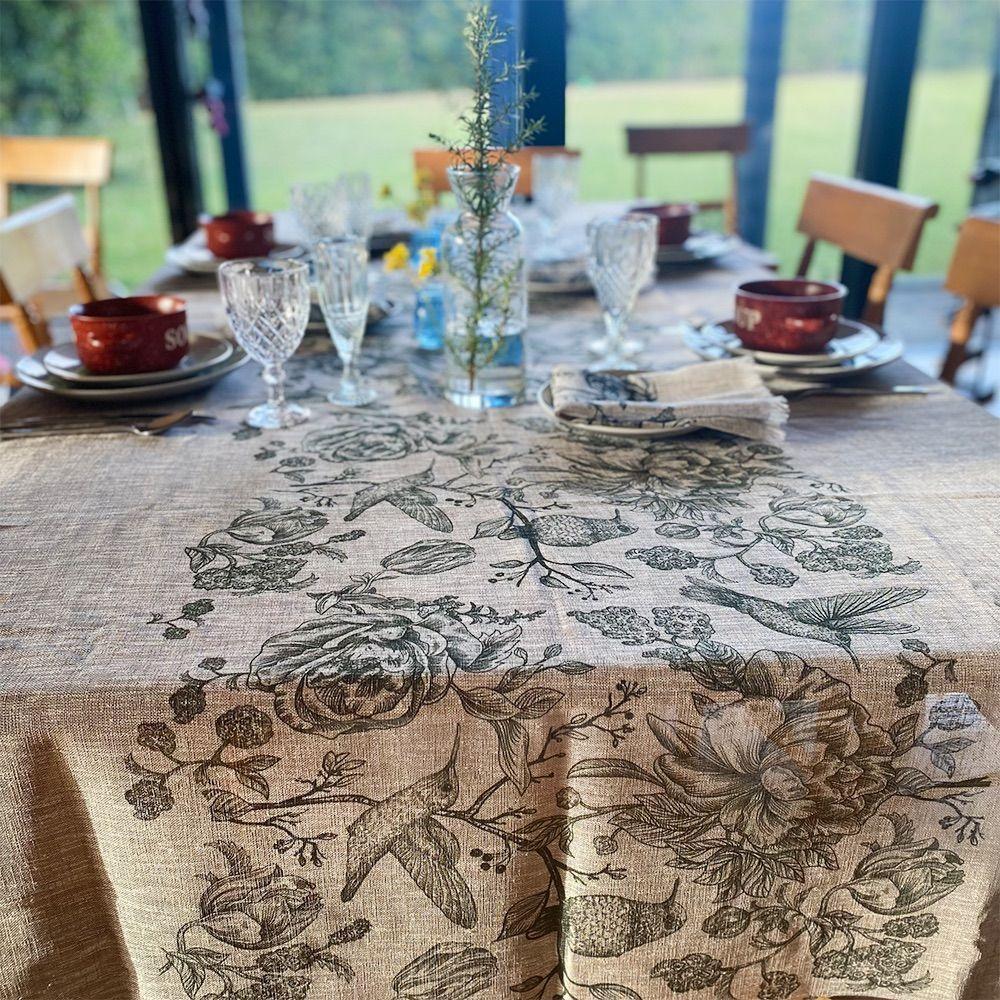 Mantel Colibri Verde - 240 x 240  cm.-  Lino Poliester - (8 puestos) - Tuyo Print-3