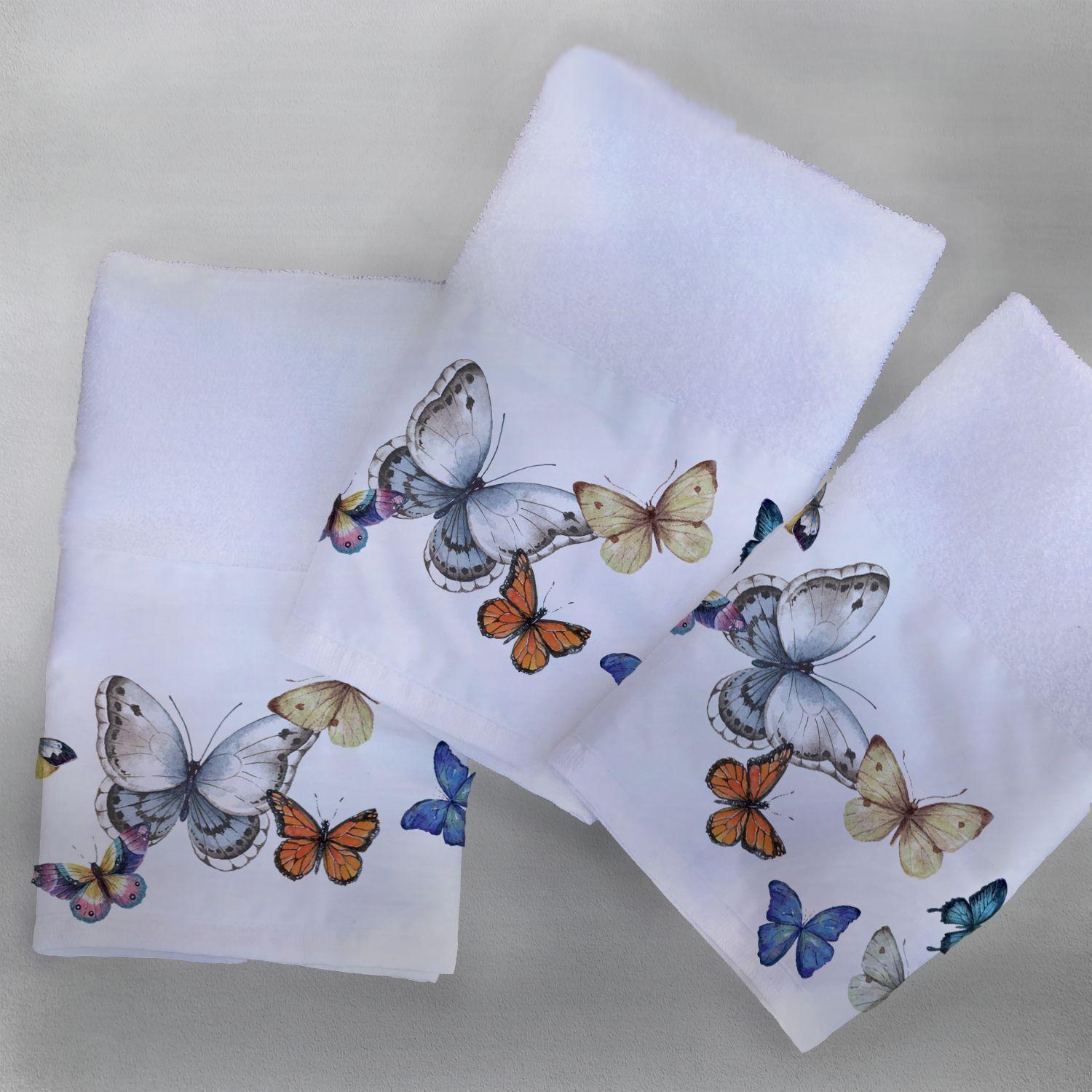 Juego de Toallas de visita Mariposas colores-0