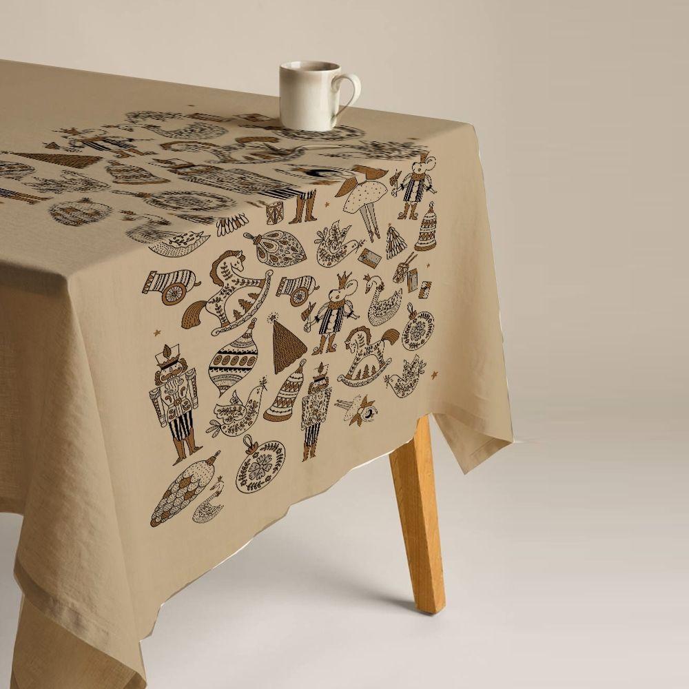 Mantel Cascanueces Dorado - 180 x 300 cm. - Organza Mostaza (8 puestos)-4