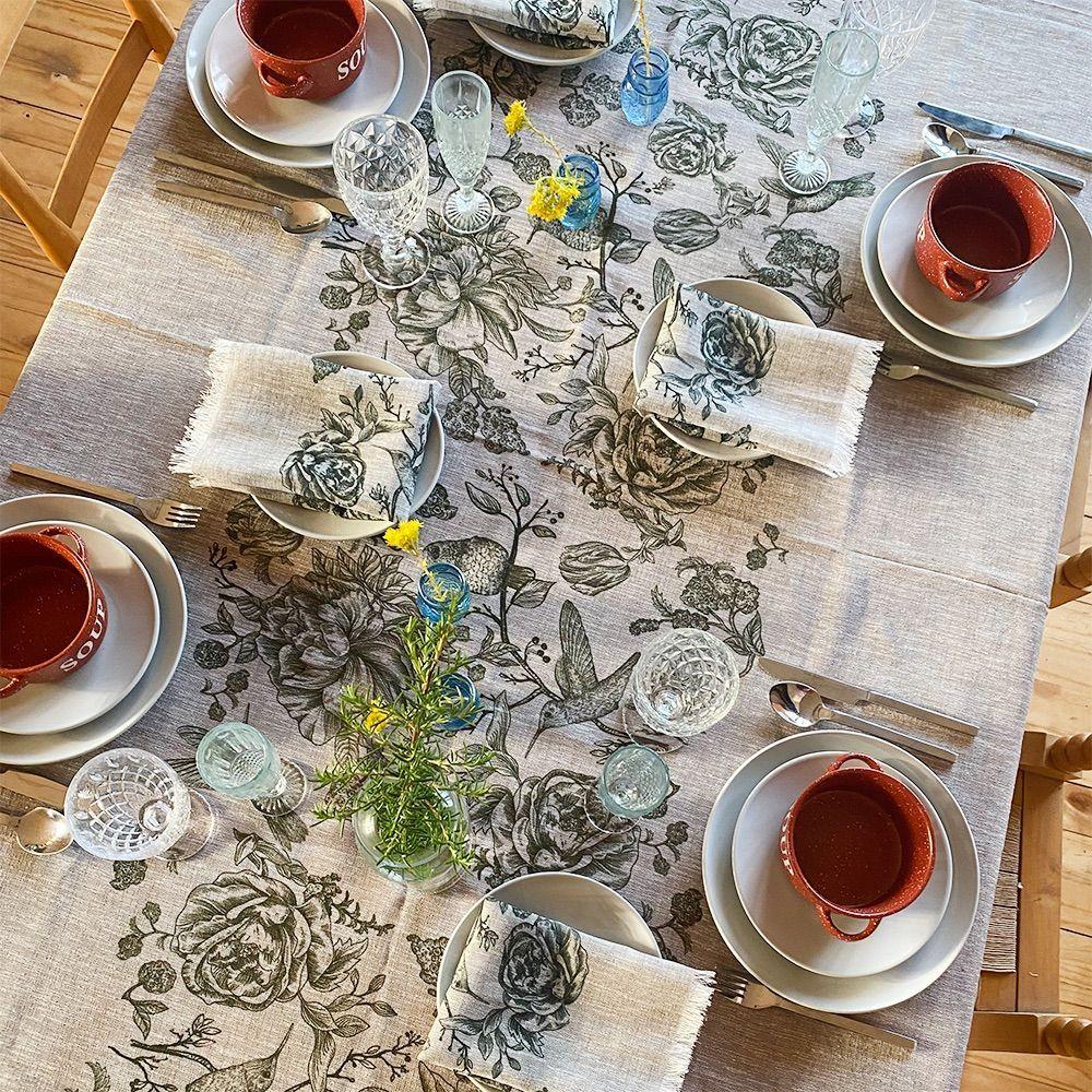 Mantel Colibri Verde - 180 x 300 cm.- Lino Poliester - (8 puestos) - Tuyo Print-2