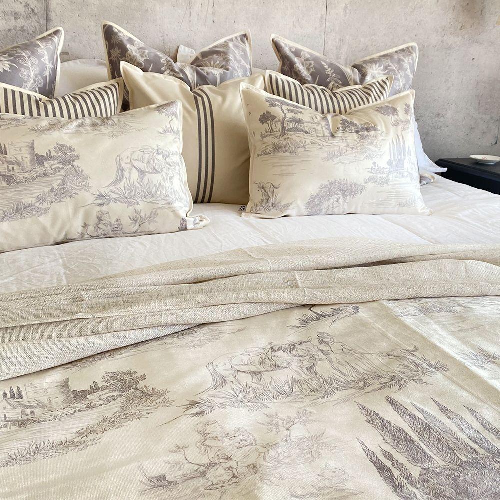 Piecera + 2 cojines Toile de Jouy - 70x200-4
